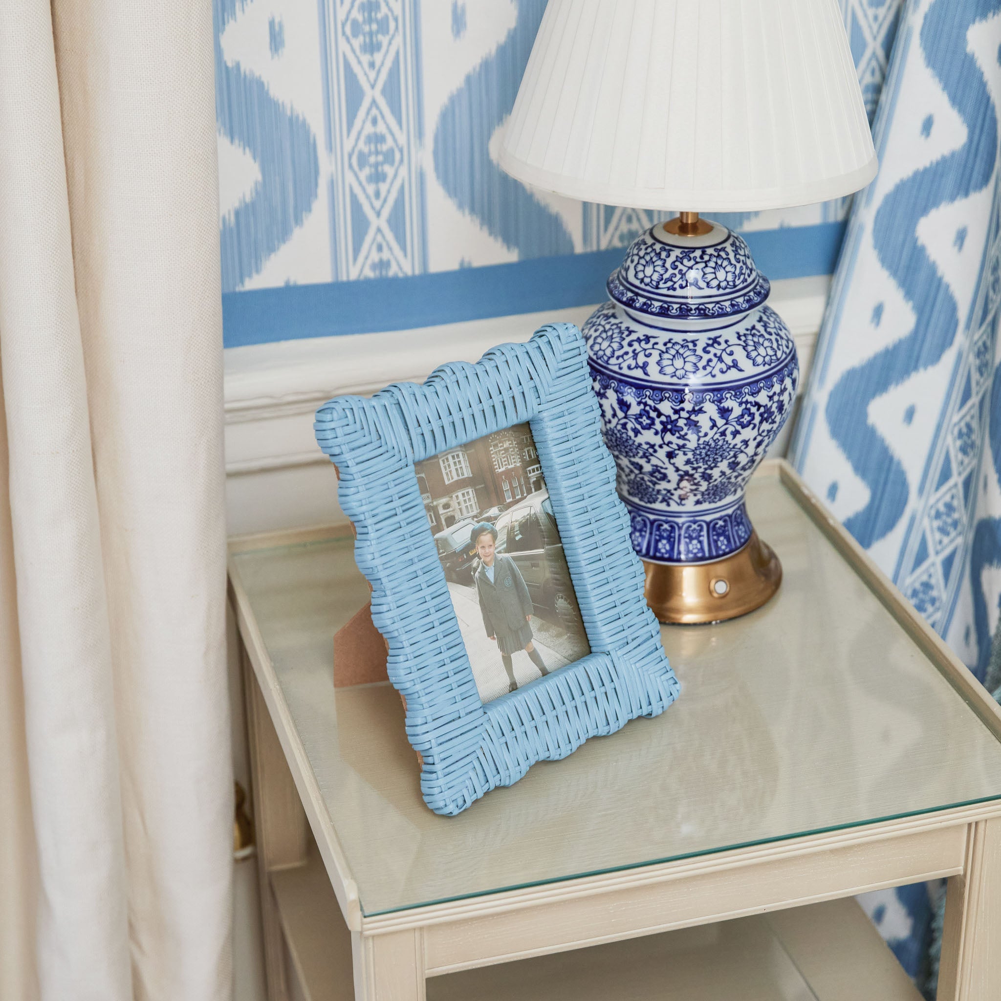 Blue Wicker Photo Frames (Set of 2)