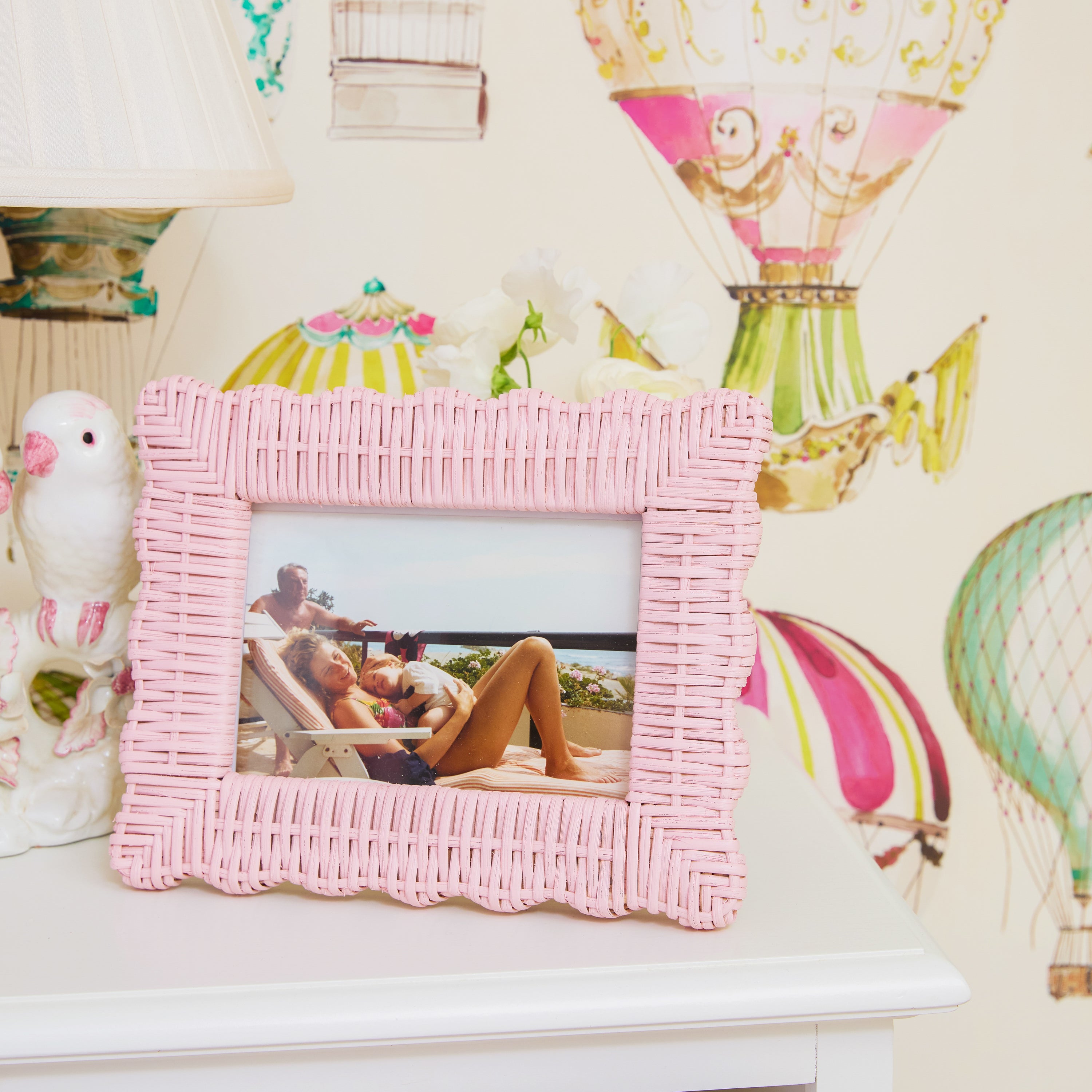 Pink Wicker Photo Frames (Set of 2)