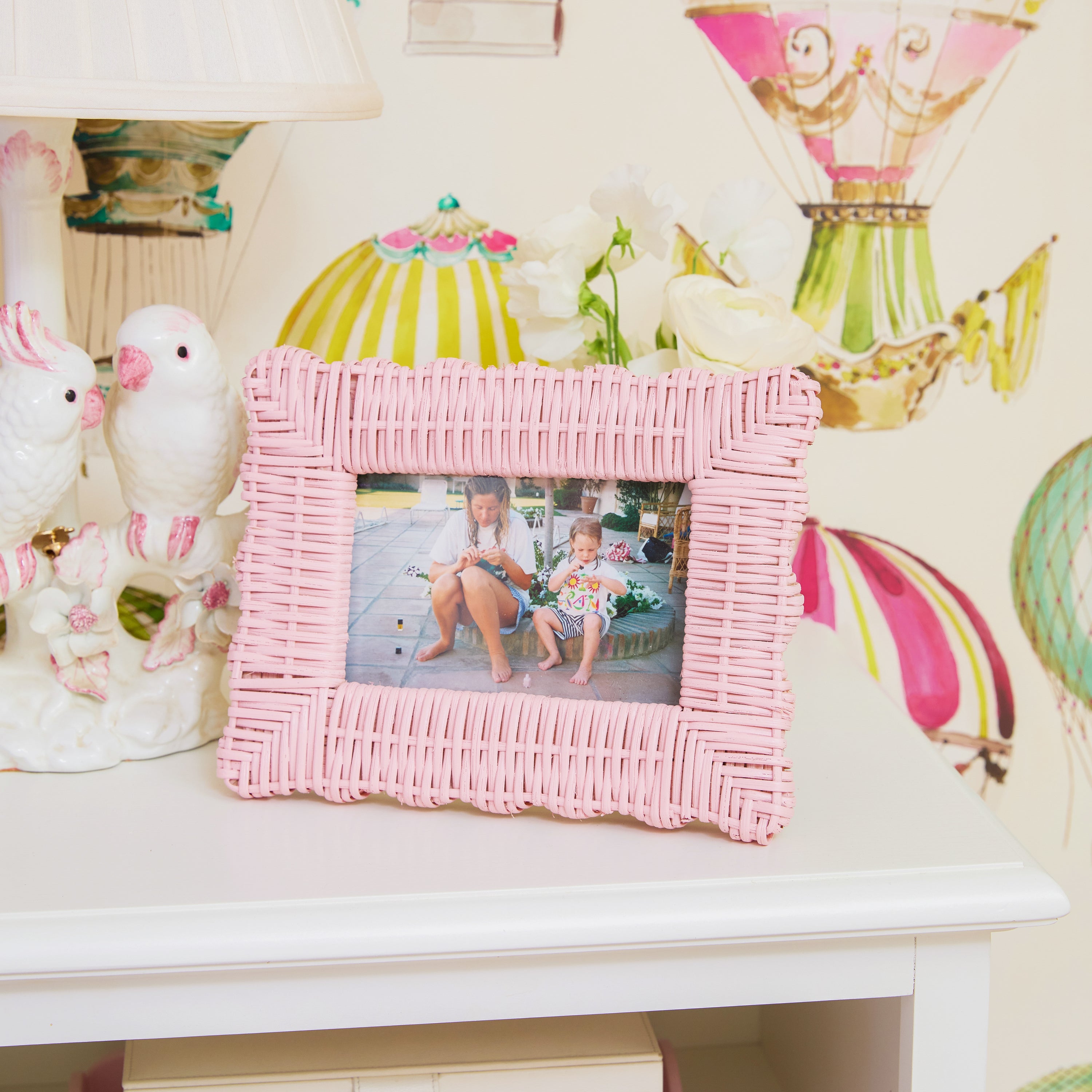 Pink Wicker Photo Frames (Set of 2)