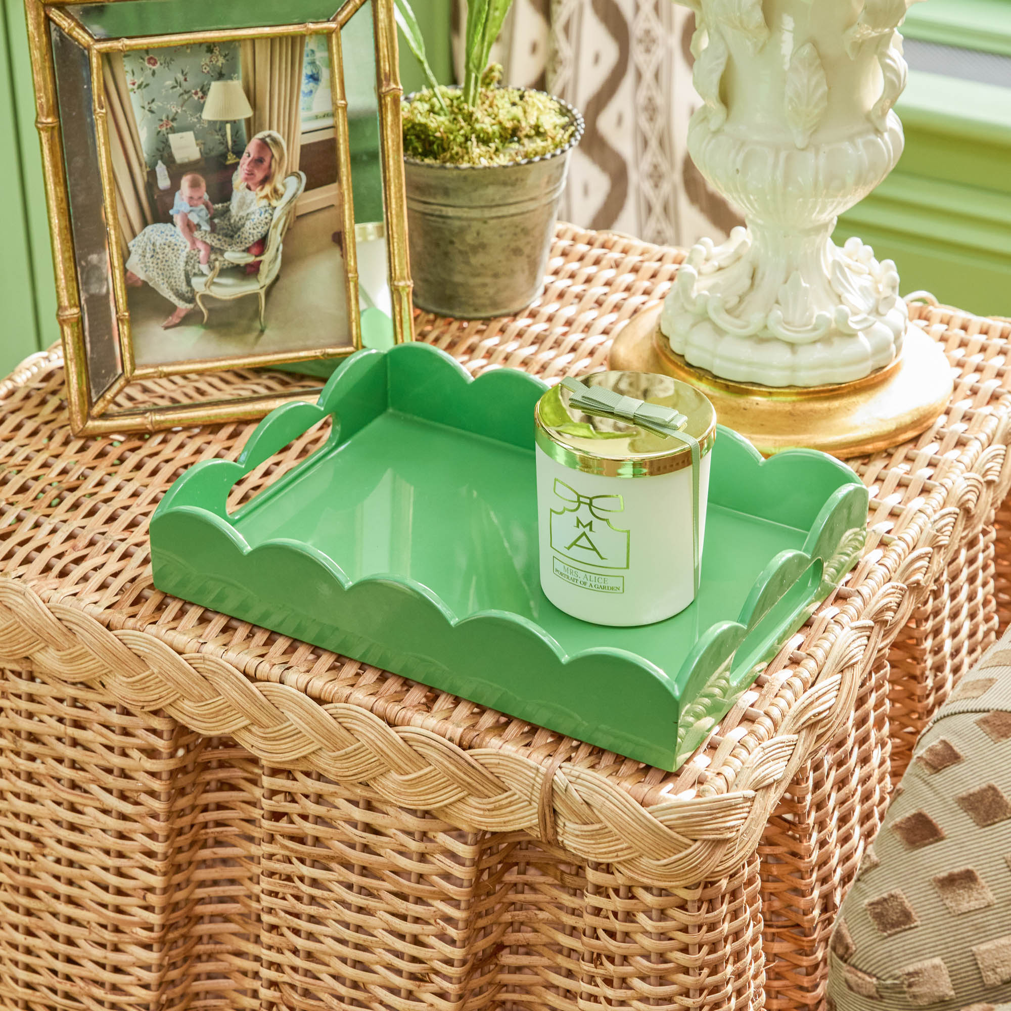 Green Lacquer Tray Set