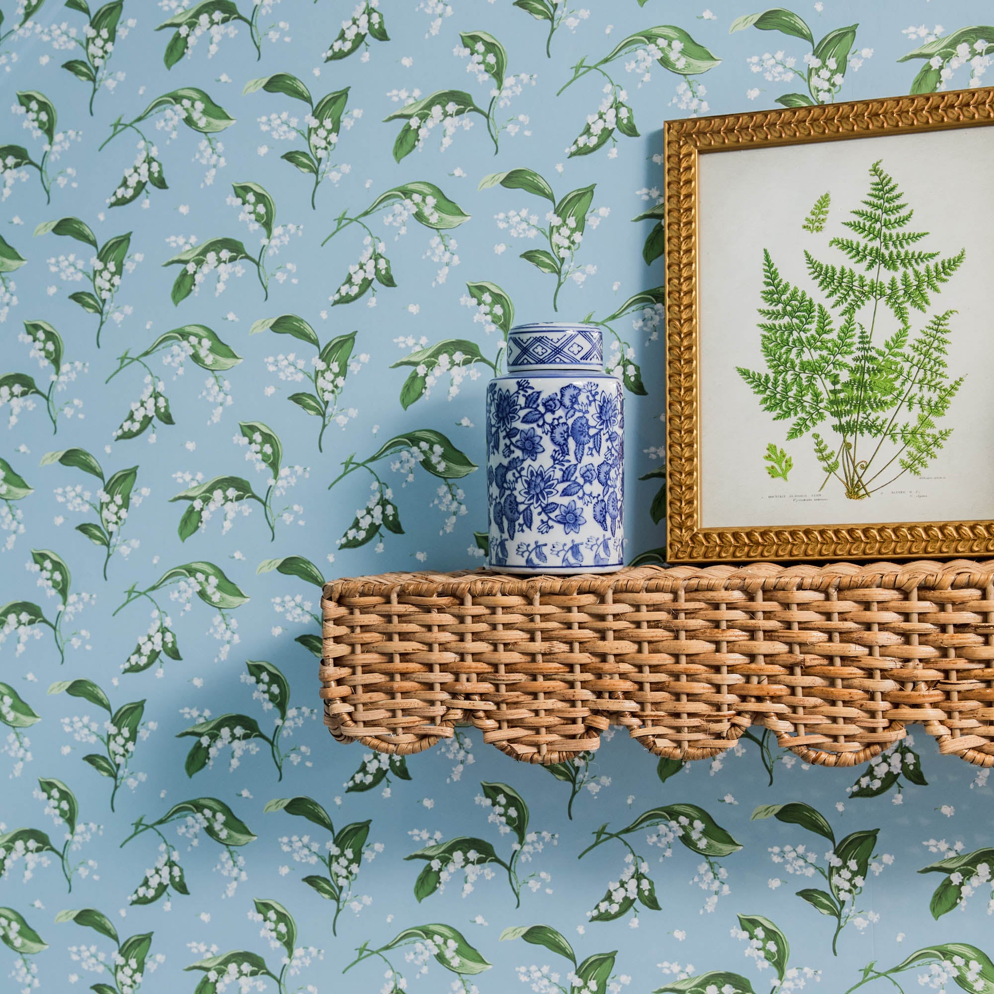 Scalloped Rattan Shelf