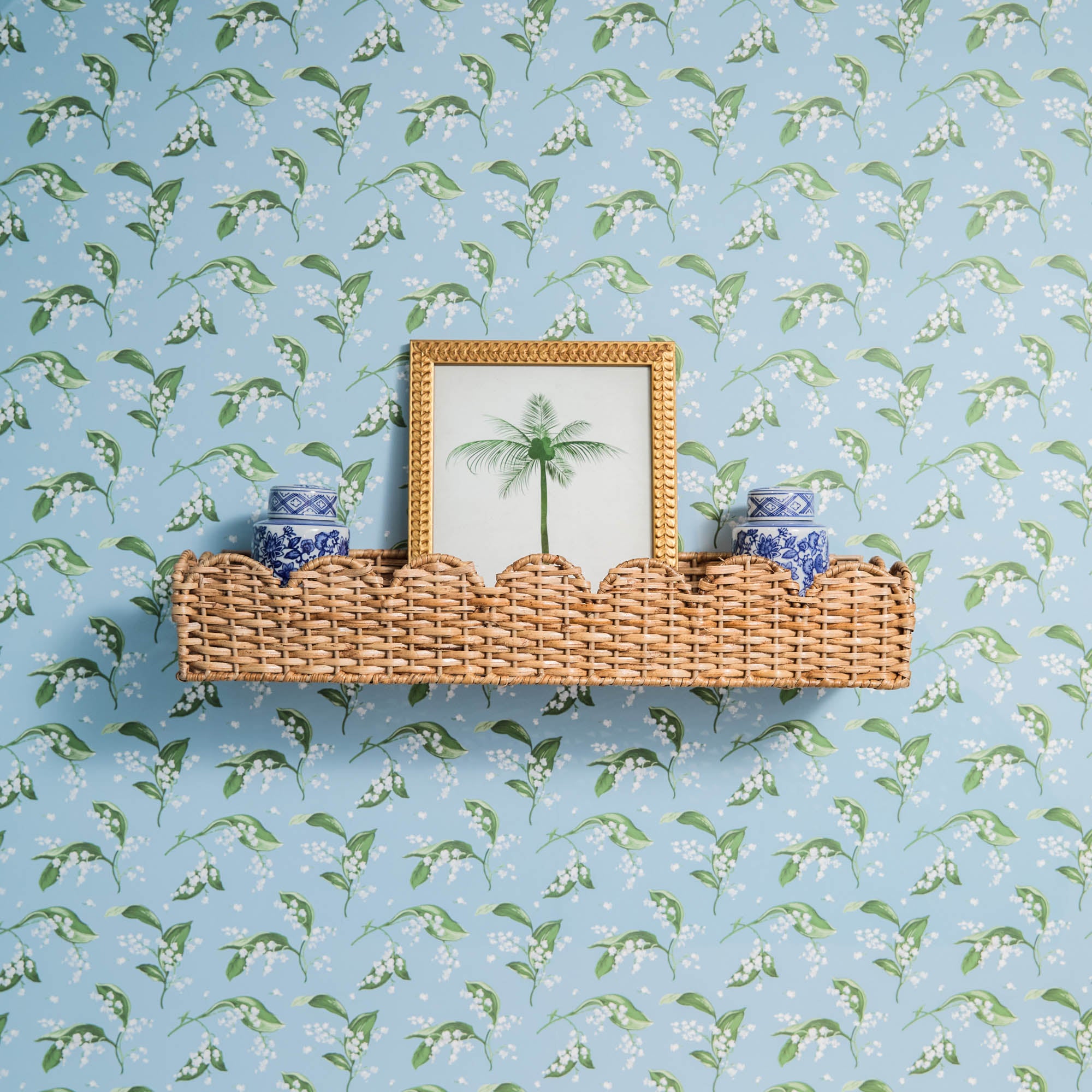 Scalloped Rattan Shelf