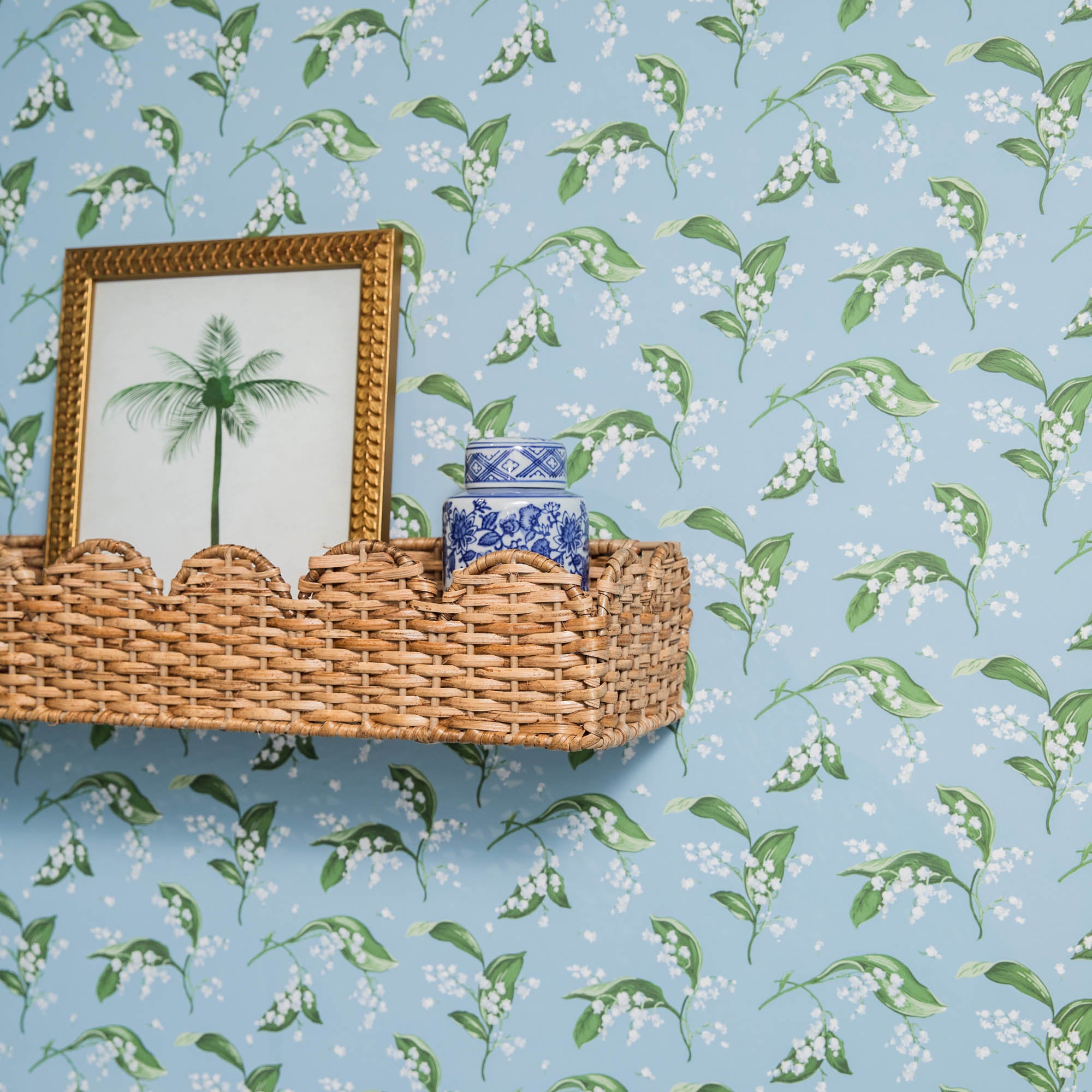 Scalloped Rattan Shelf