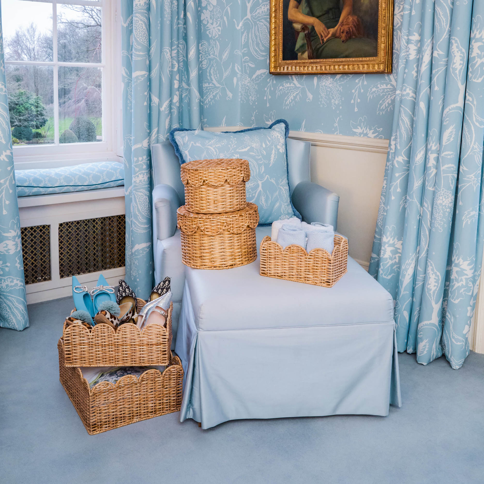 Scalloped Rattan Baskets (Set of 3)