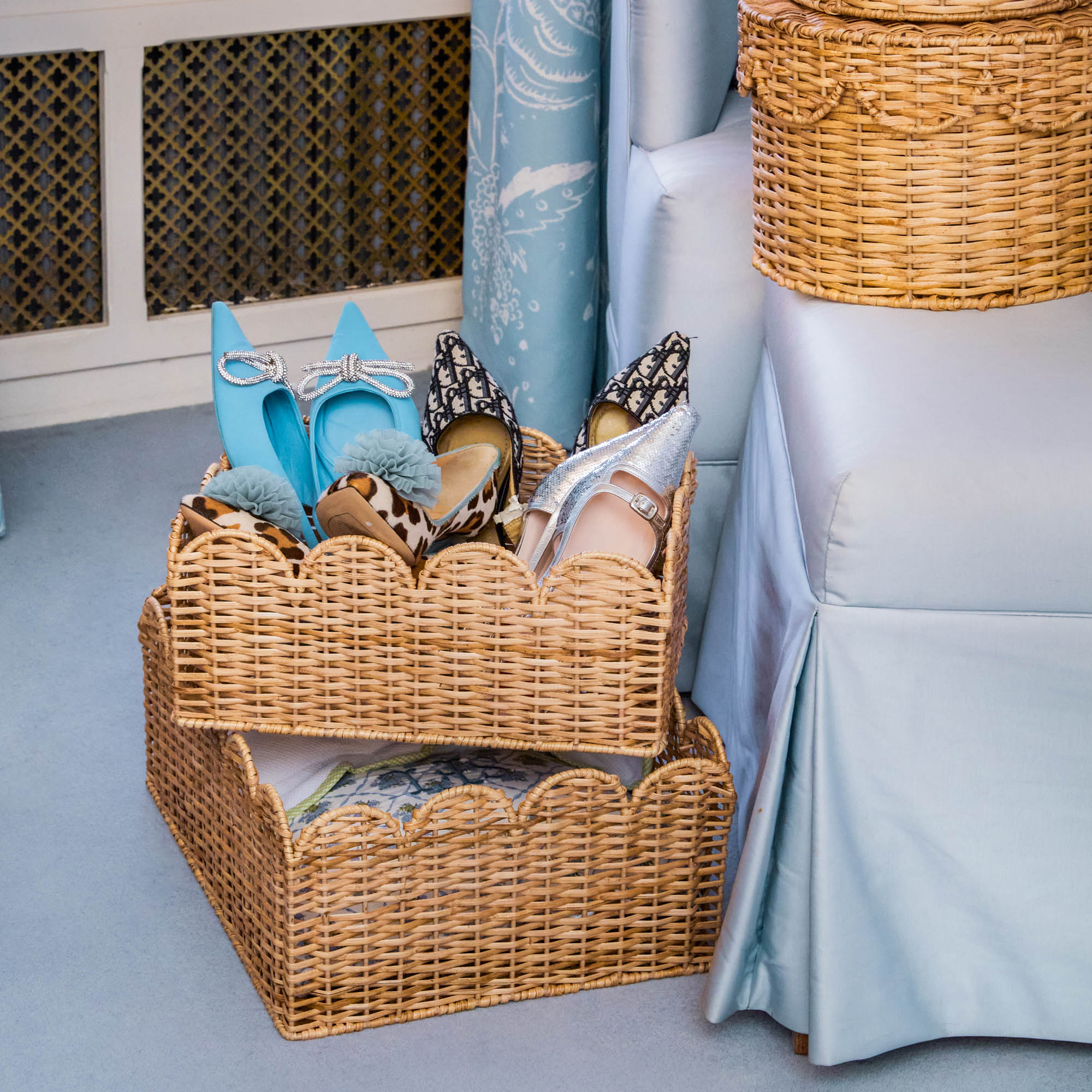 Scalloped Rattan Baskets (Set of 3)