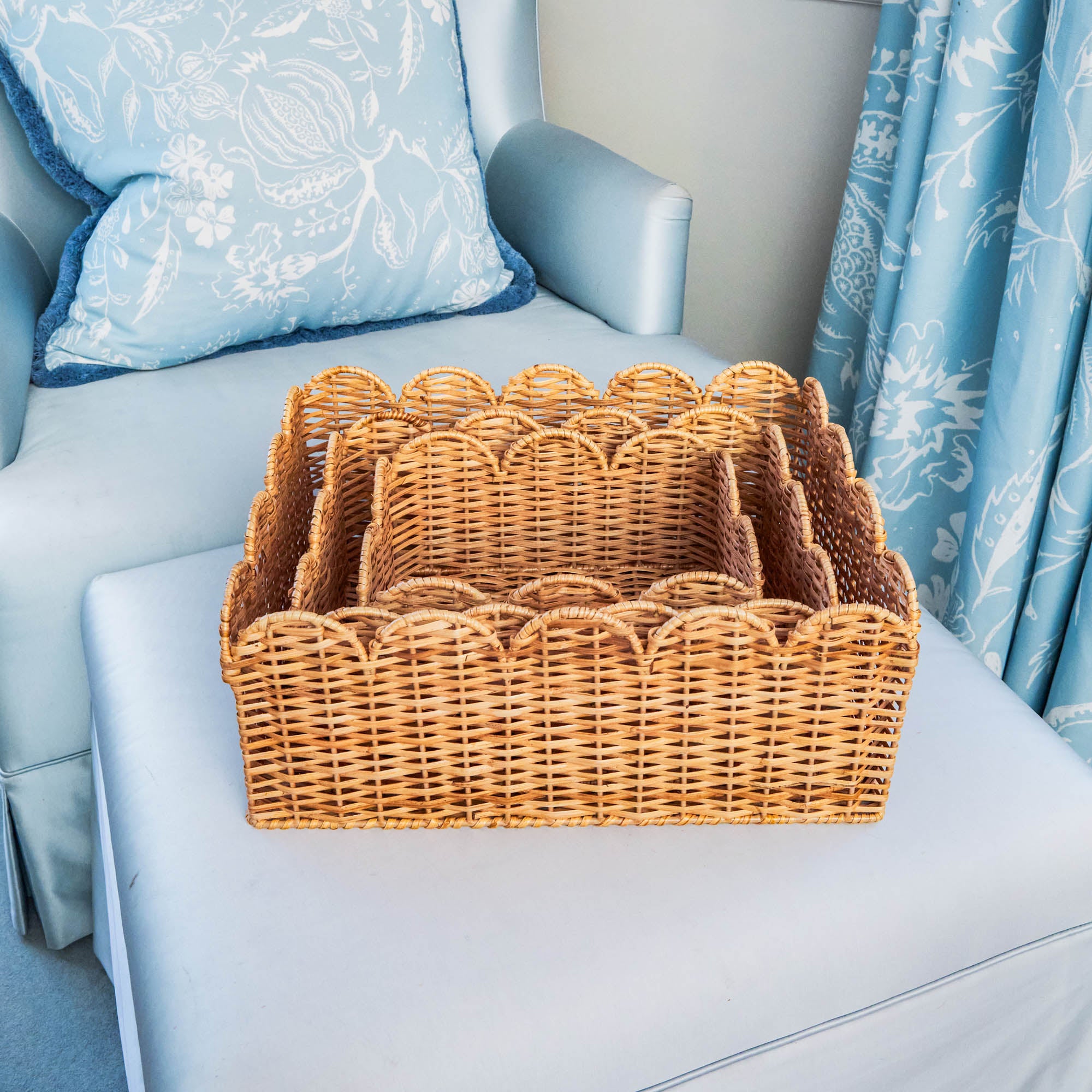 Scalloped Rattan Baskets (Set of 3)