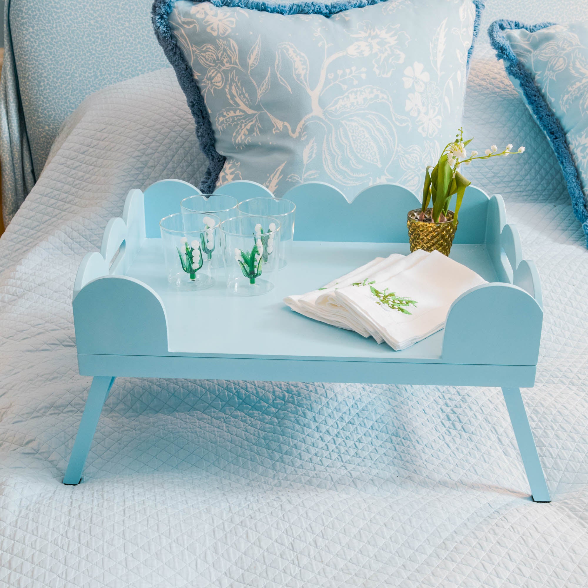 Soft Blue Lacquer Breakfast Tray