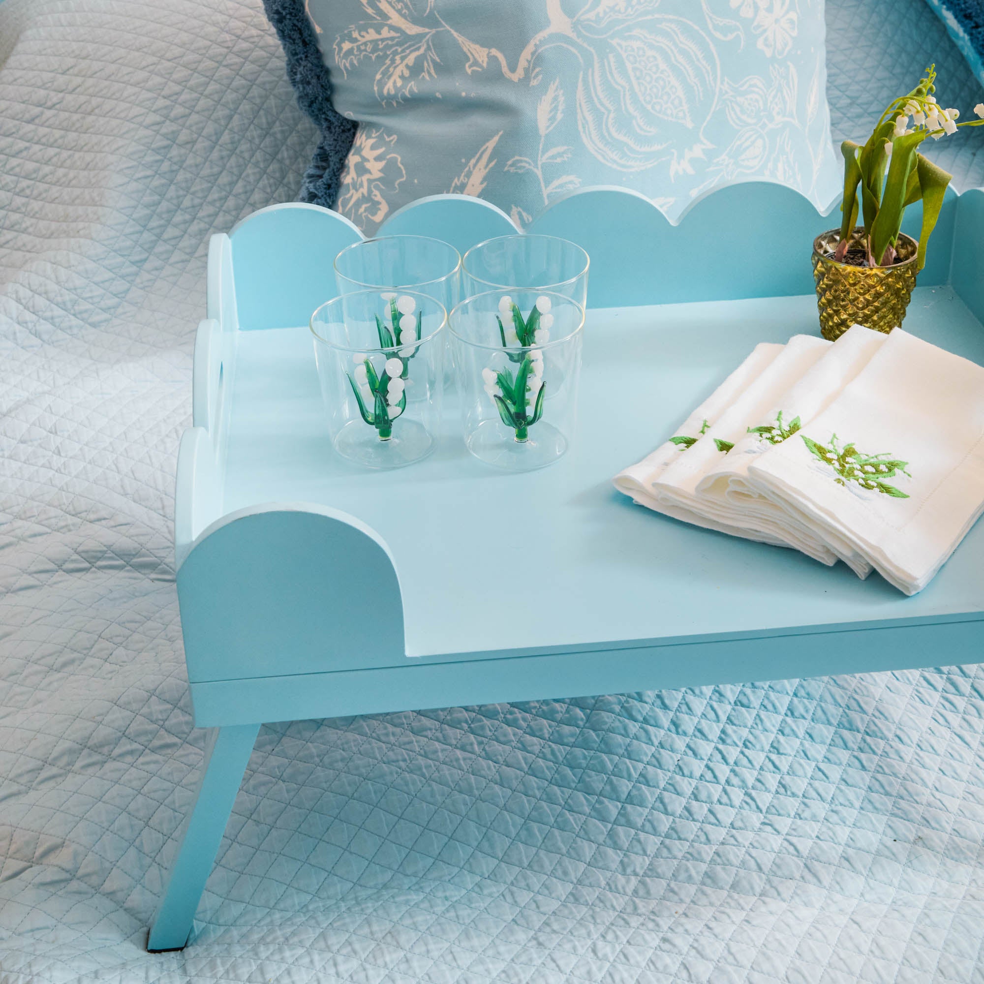 Soft Blue Lacquer Breakfast Tray