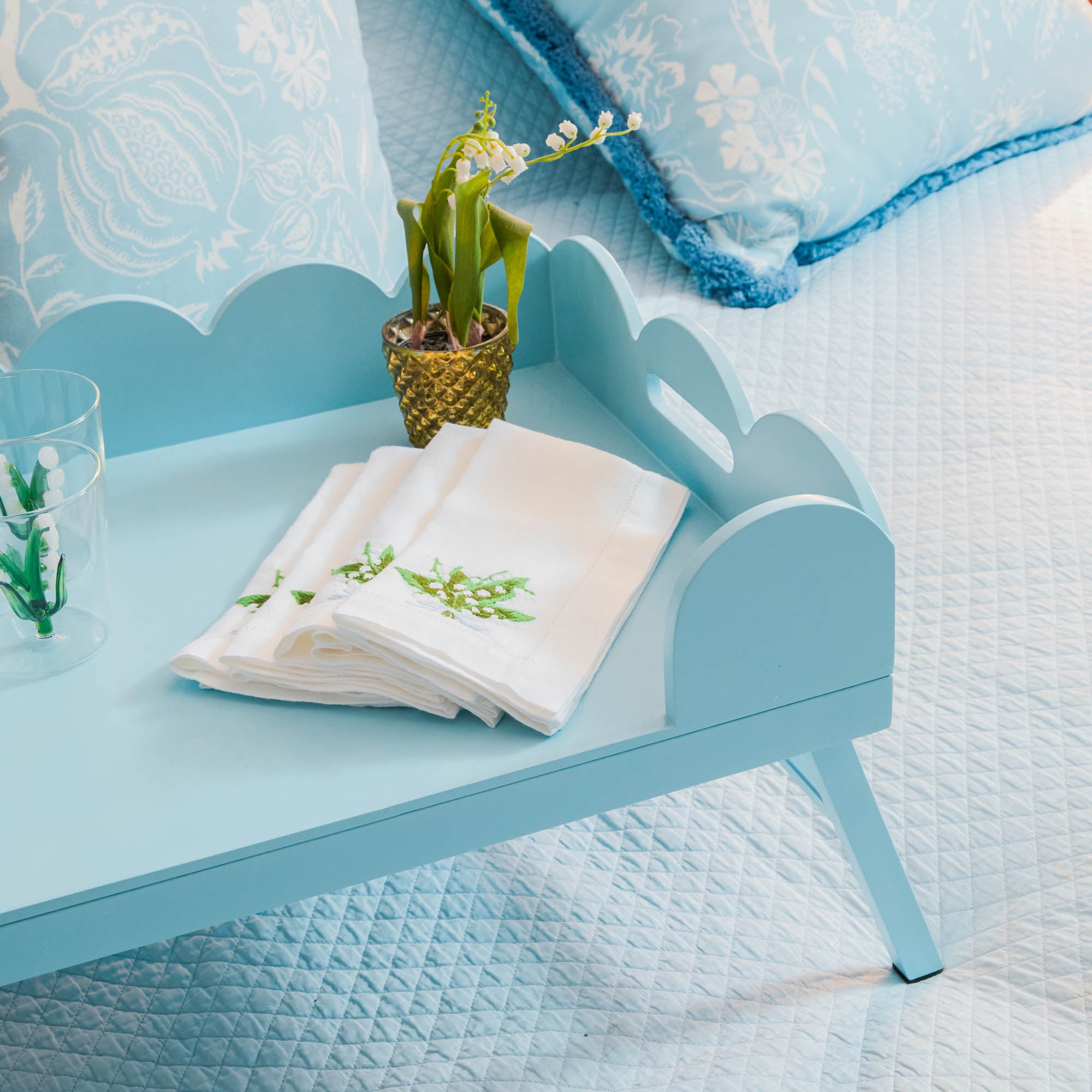 Soft Blue Lacquer Breakfast Tray