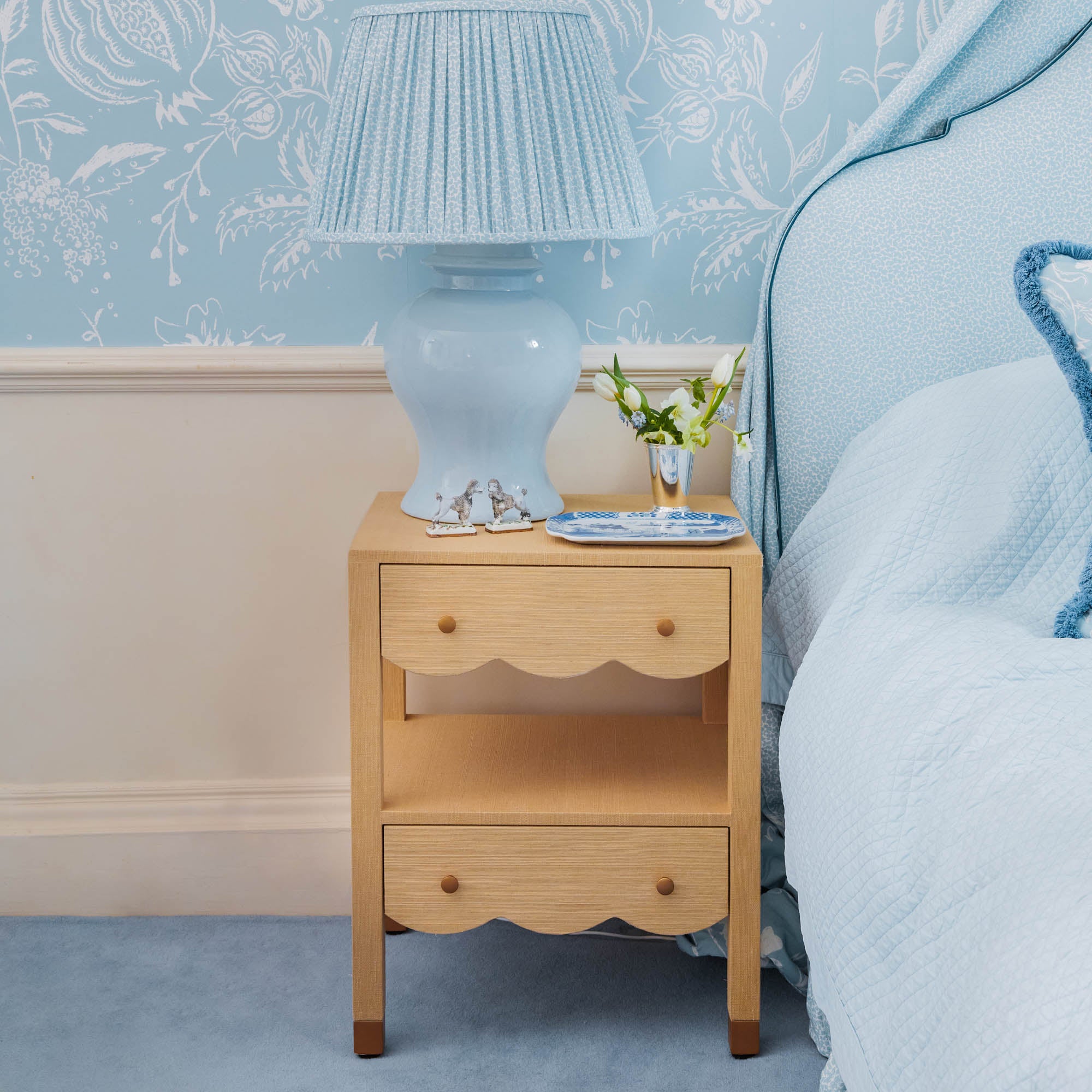 Grasscloth Bedside Table