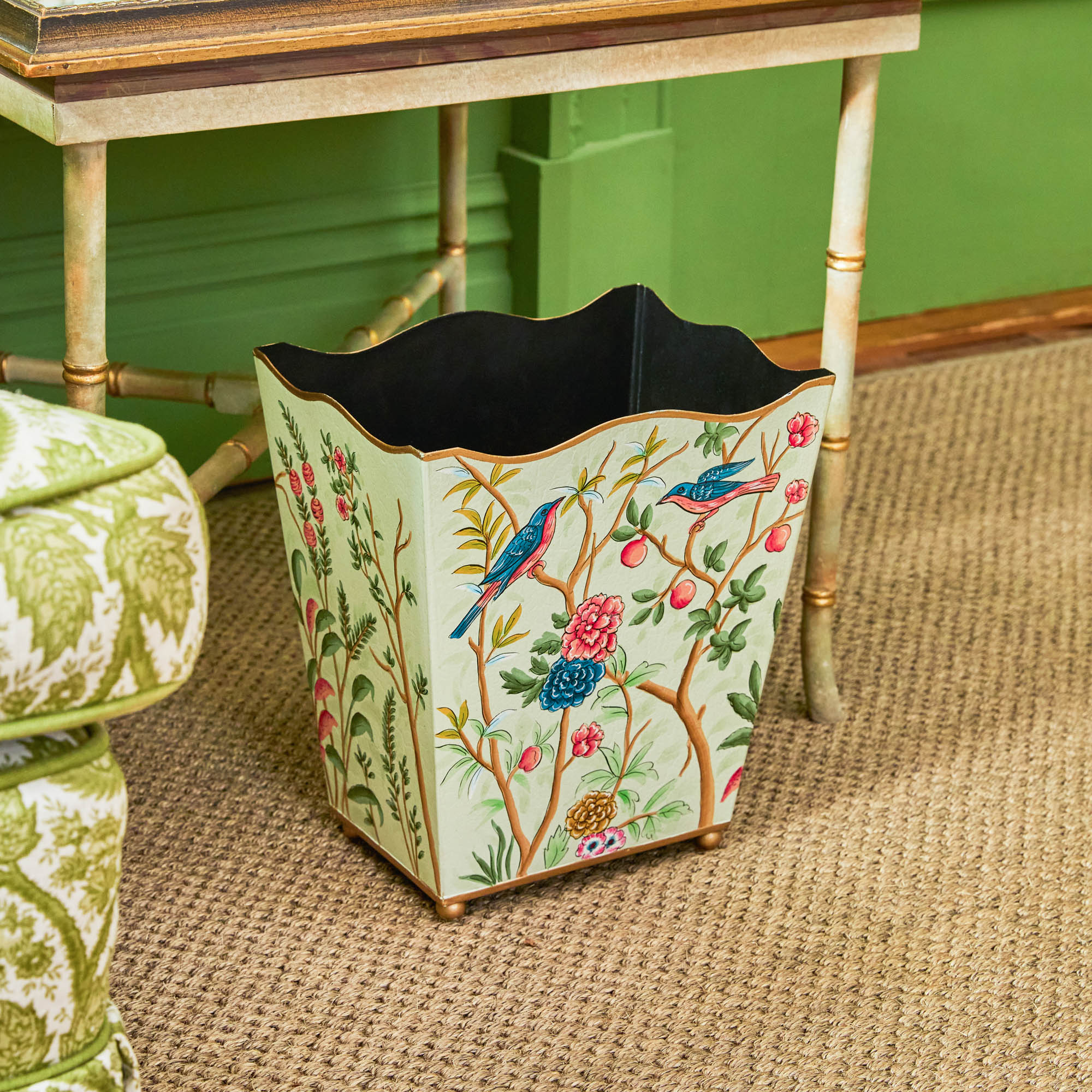 Chinoiserie Tole Waste Paper Bin