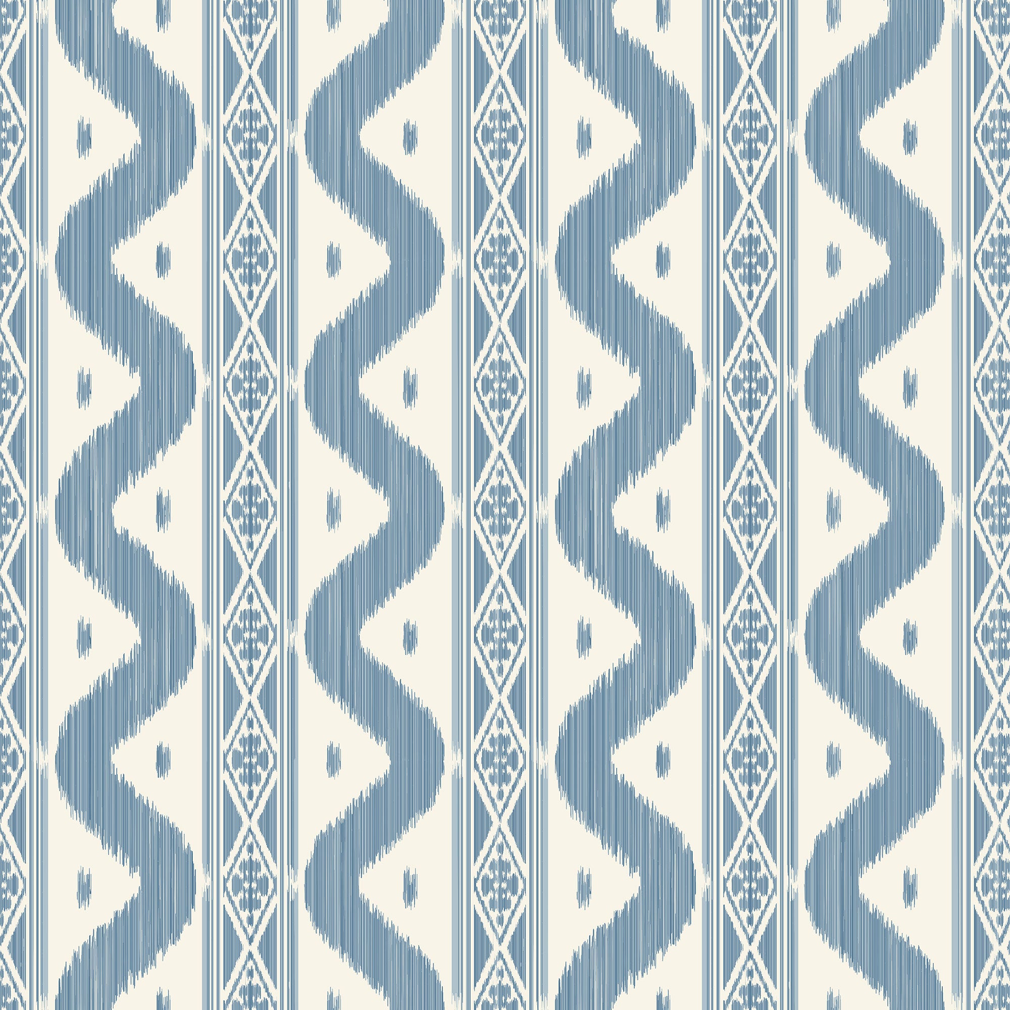Blue Ikat Stripe Wallpaper