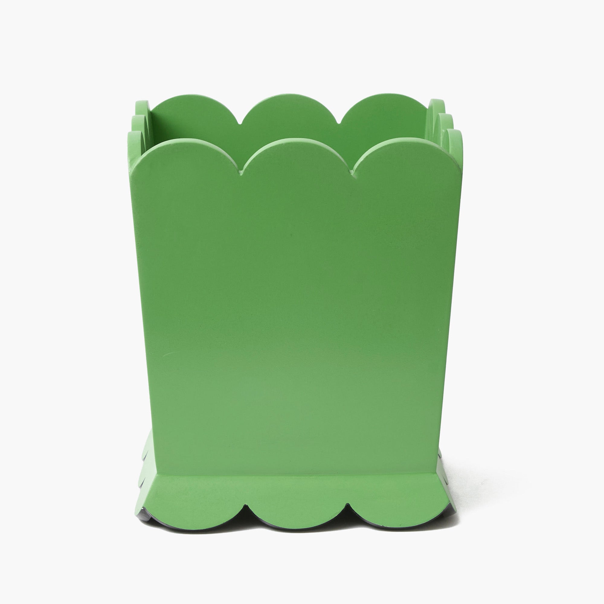 Green Scalloped Lacquer Waste Paper Bin