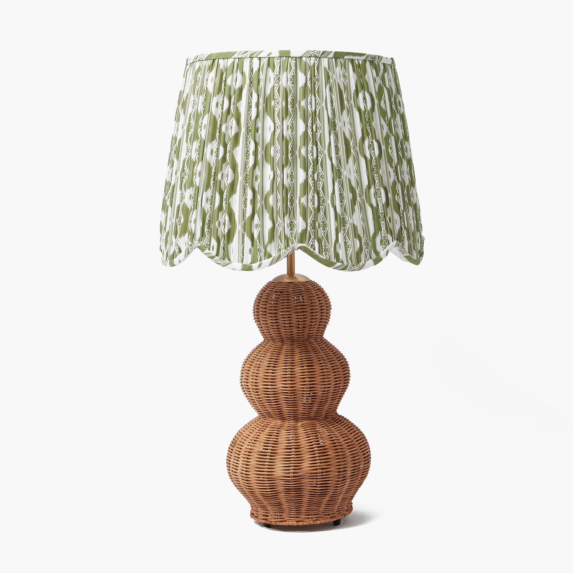 Olive Ikat Deep Scalloped Lampshade (40cm)