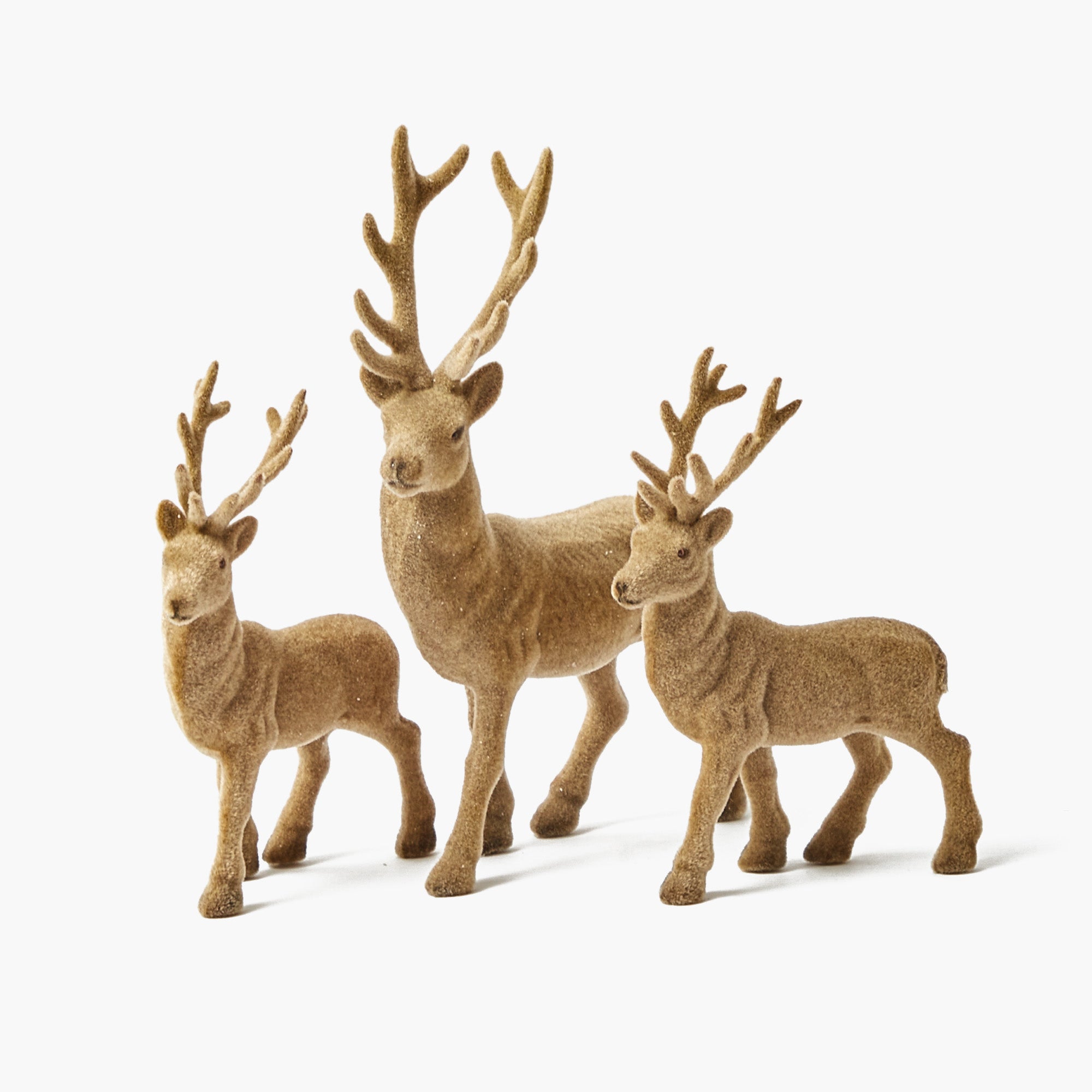 Taupe Flocked Reindeer Family