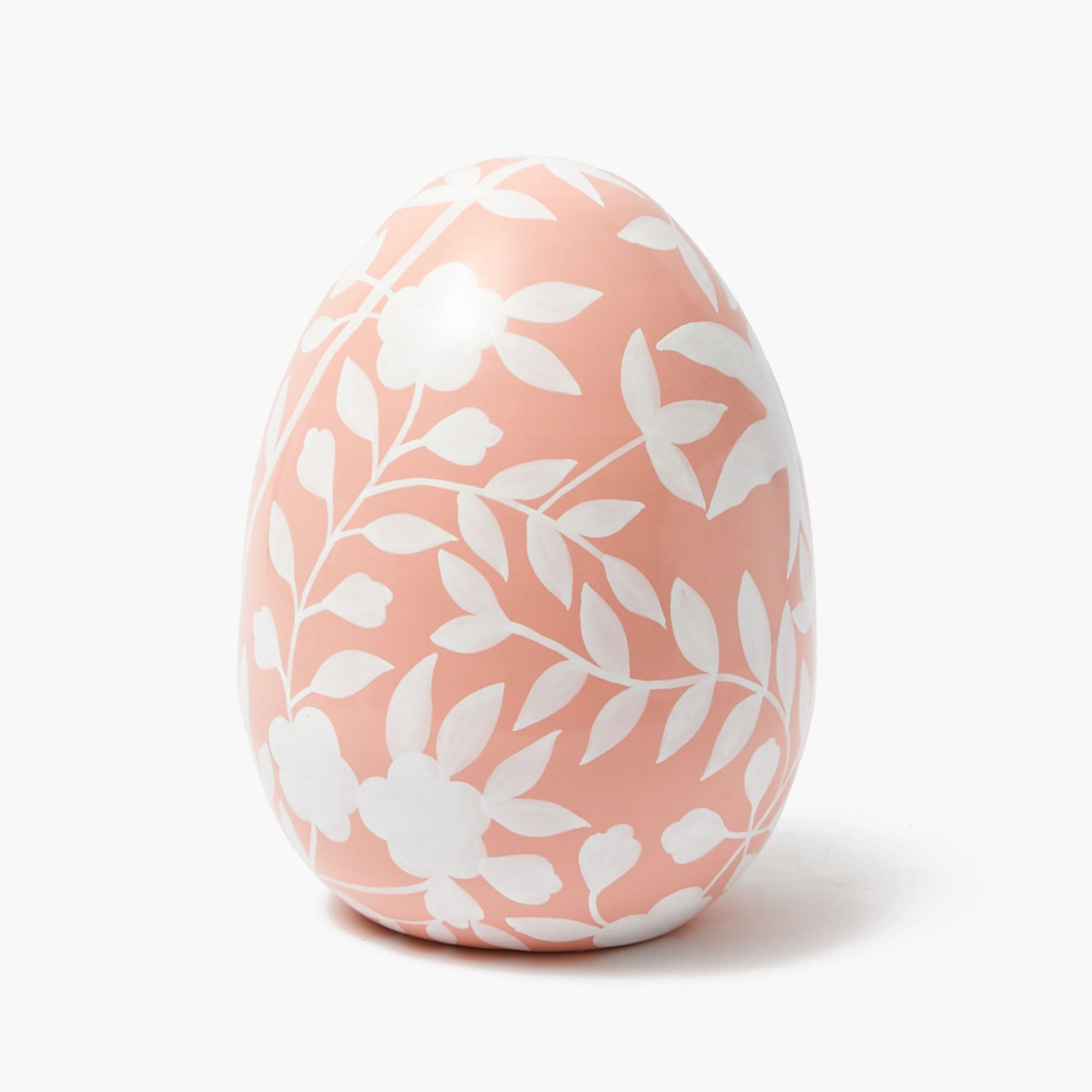 Large Pink Floral Tole Egg