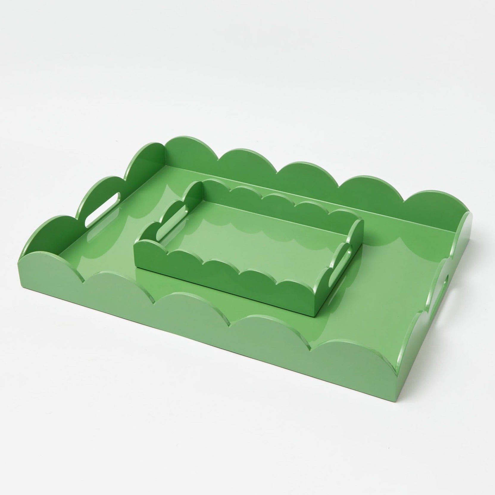 Green Lacquer Scalloped Tray