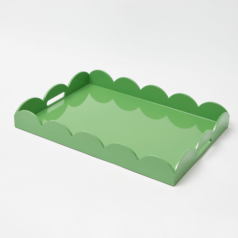 Green Lacquer Scalloped Tray