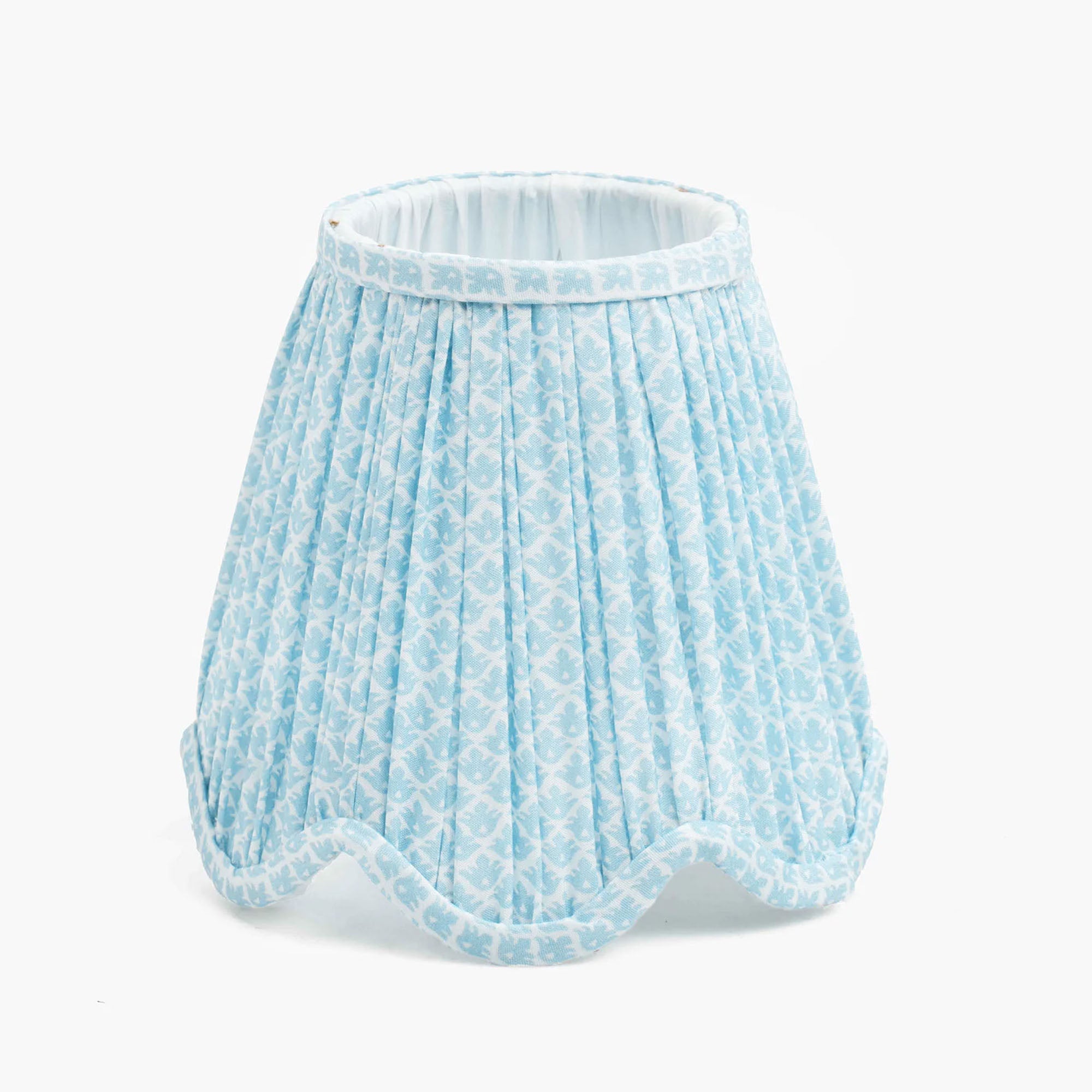 Soft Blue Lotus Deep Scalloped Lampshade (14cm)
