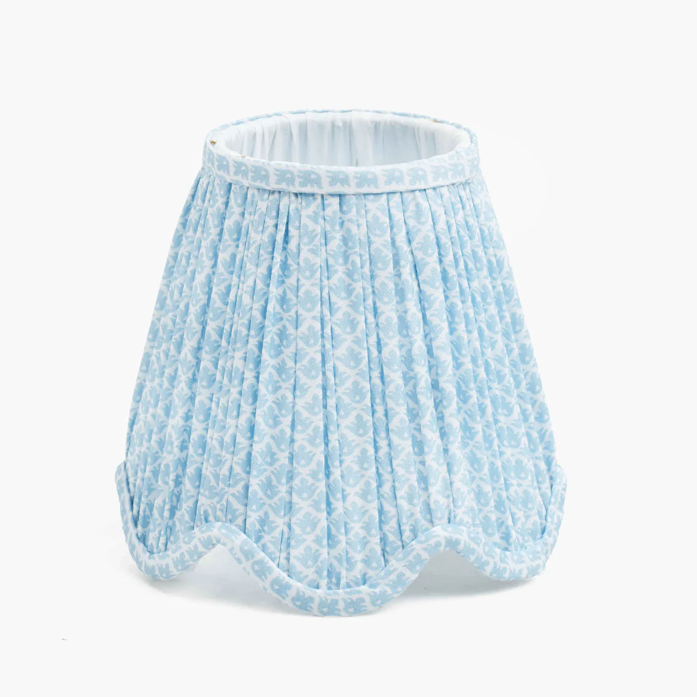 Soft Blue Lotus Deep Scalloped Lampshade (14cm)