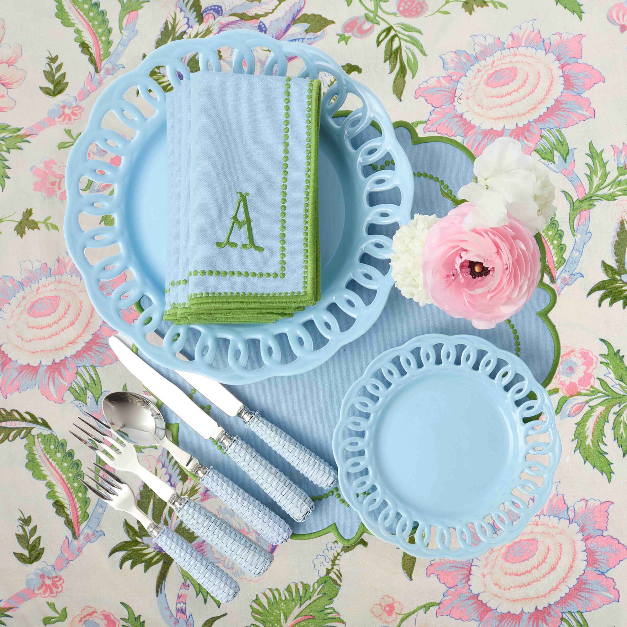 Soft Blue Lace Dinner & Starter Plates (Set of 8)