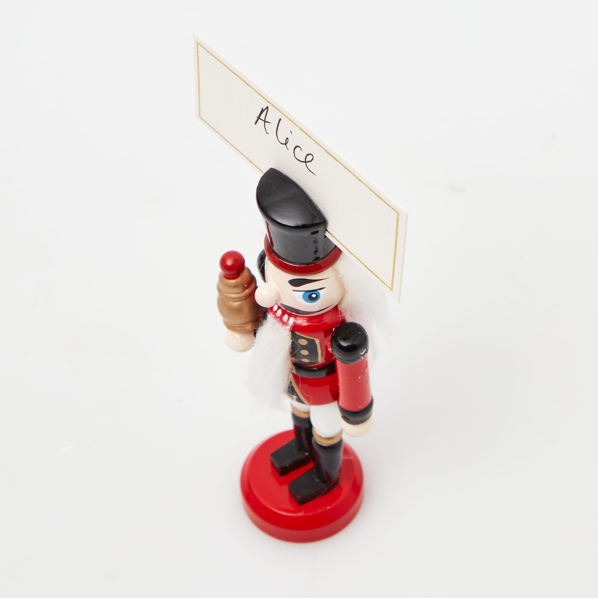 Combine elegance and holiday spirit with these Red Nutcracker Placecard Holders.