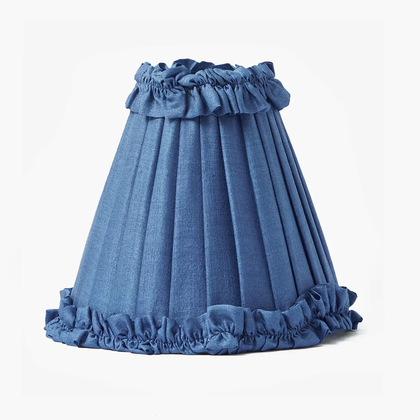 Blue Frilled Silk Lampshade (18cm)
