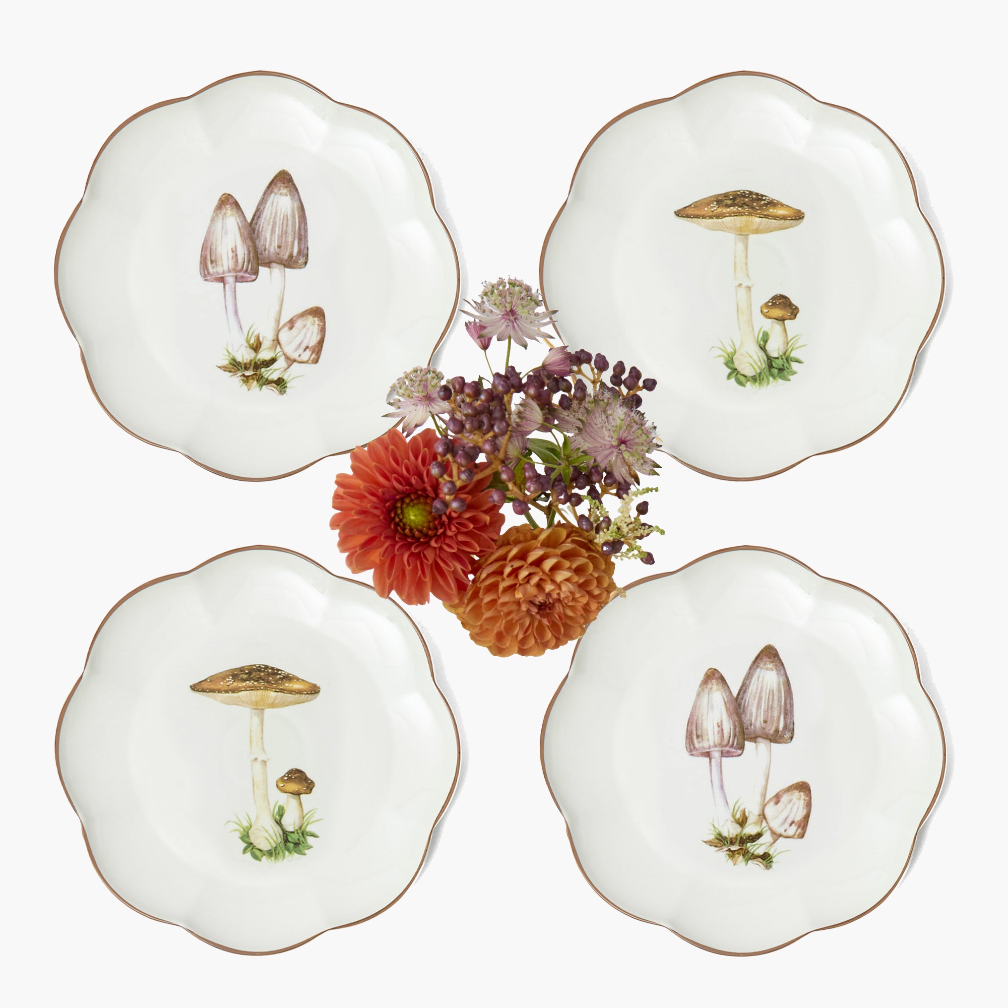Scalloped Mushroom Starter Plates (Set of 4)