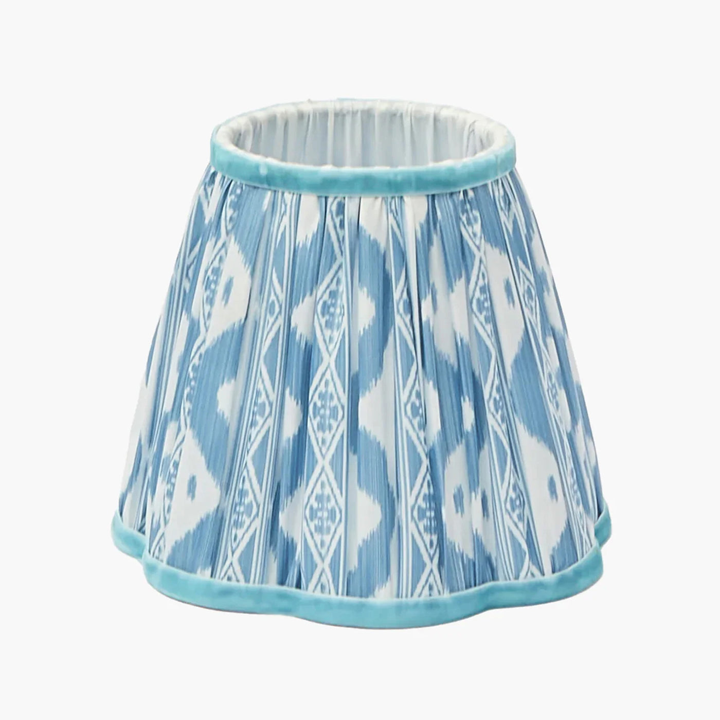 Rechargeable Bamboo Lamp with Blue Ikat Shade (18cm)