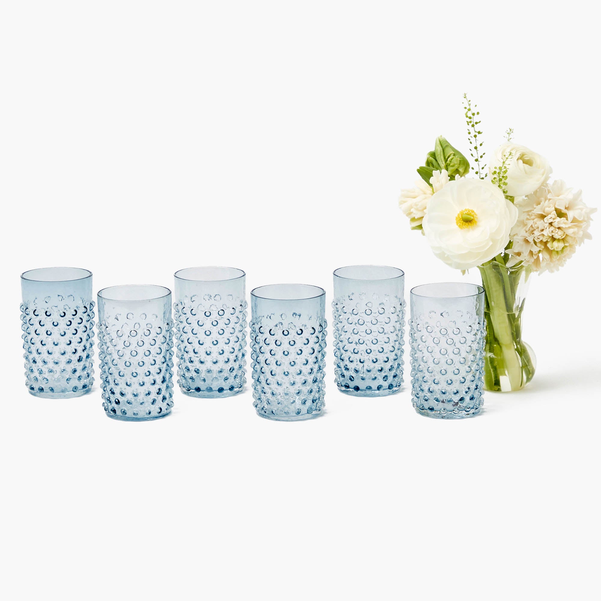 Navy Hobnail Glasses (Set of 6)