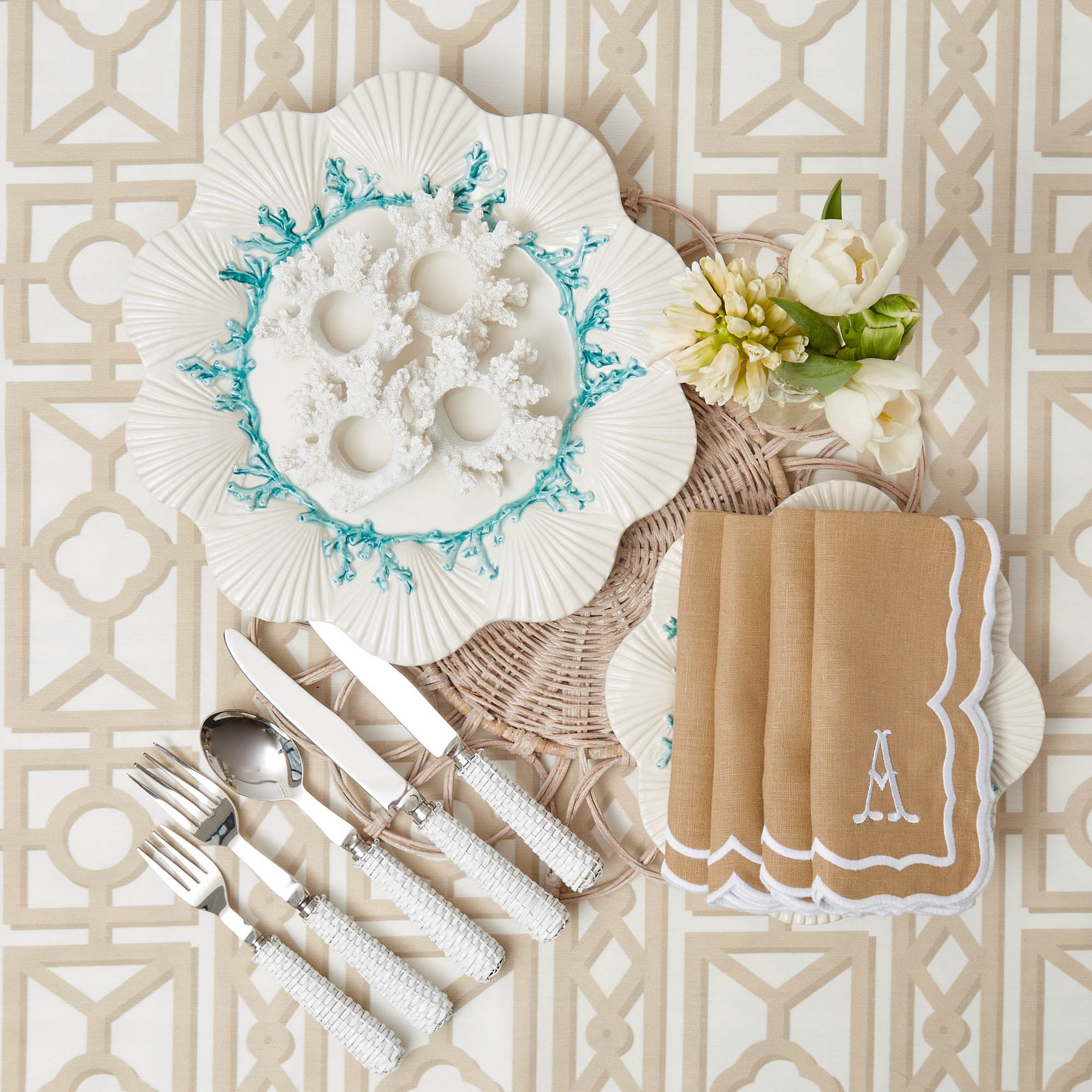 White Rattan Cutlery (5 Piece)