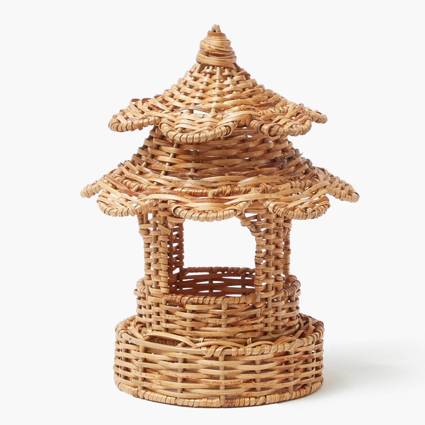 Round Scalloped Rattan Pagoda Lantern