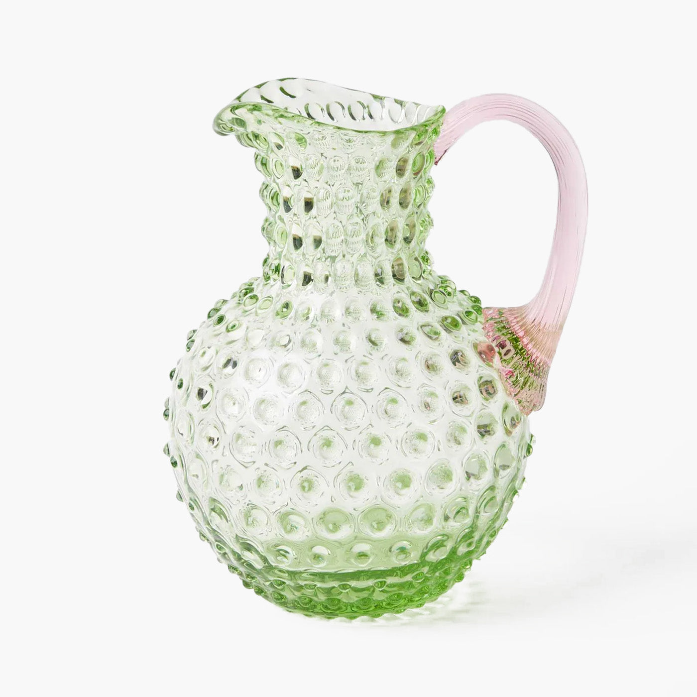 Emerald Hobnail Jug & Rose Handle