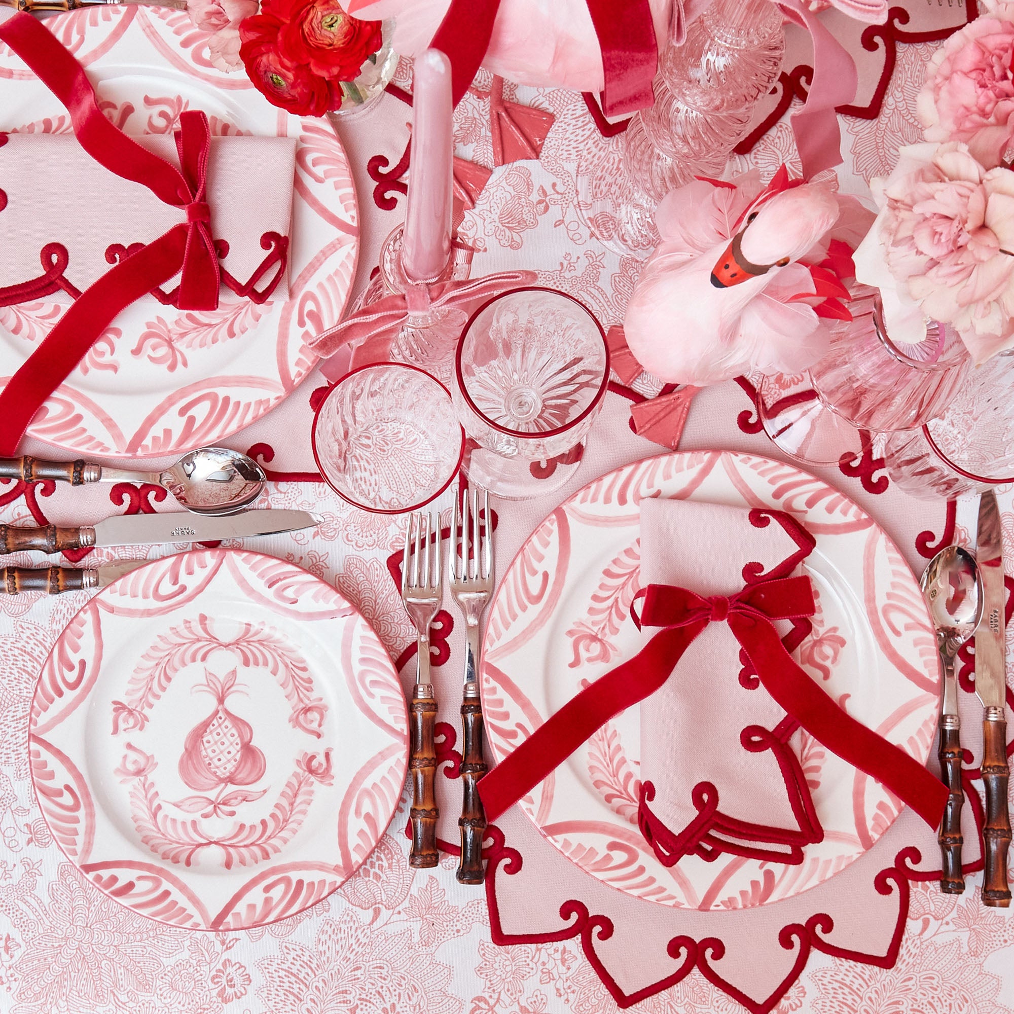 Angelina Pink & Red Napkins (Set of 4)