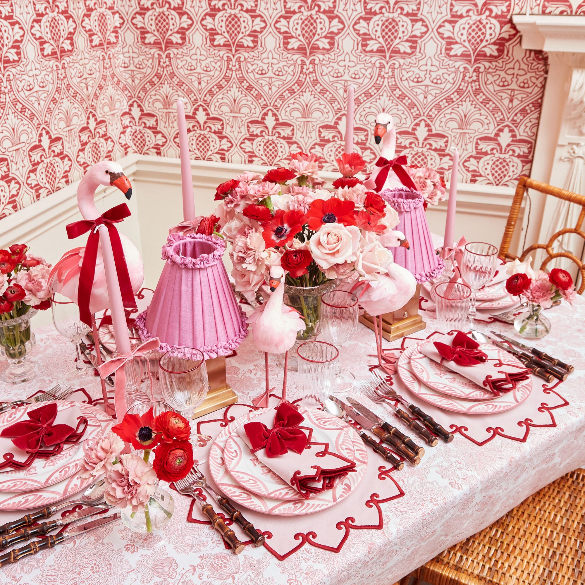 Square Rechargeable Lamp with Pink Frilled Shade (18cm)