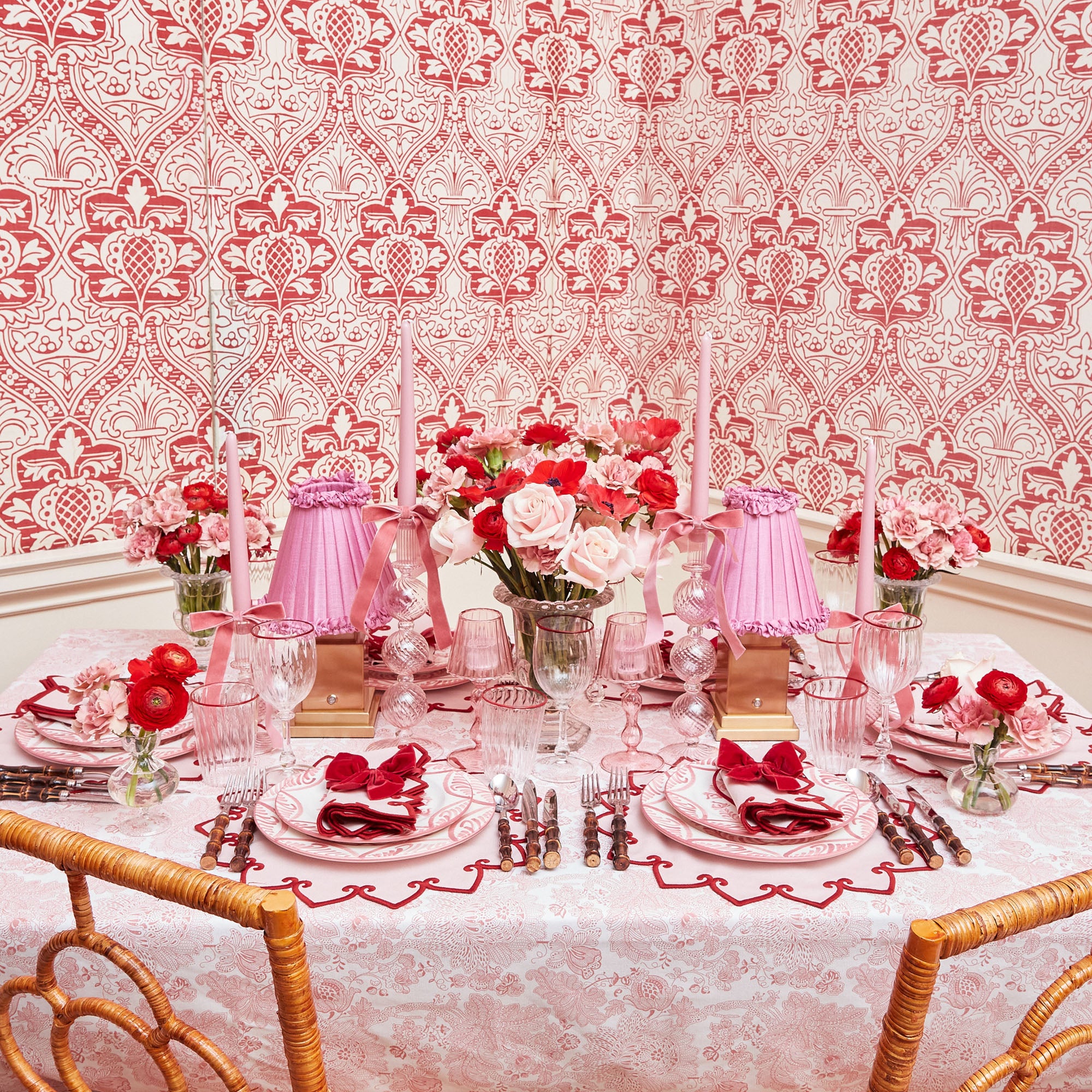 Square Rechargeable Lamp with Pink Frilled Shade (18cm)