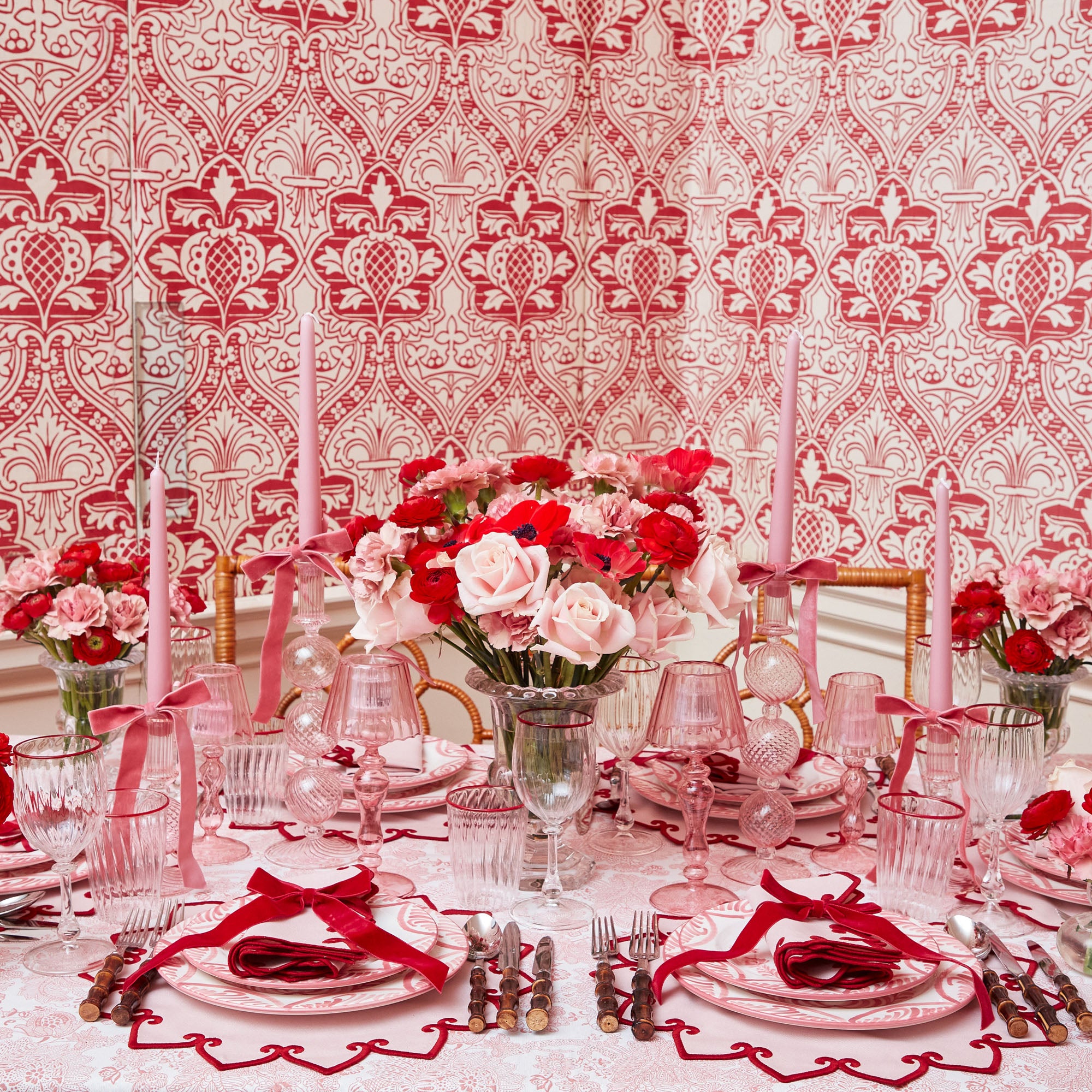 Pink Glass Lantern Tea Light Holder (Pair) - 24cm