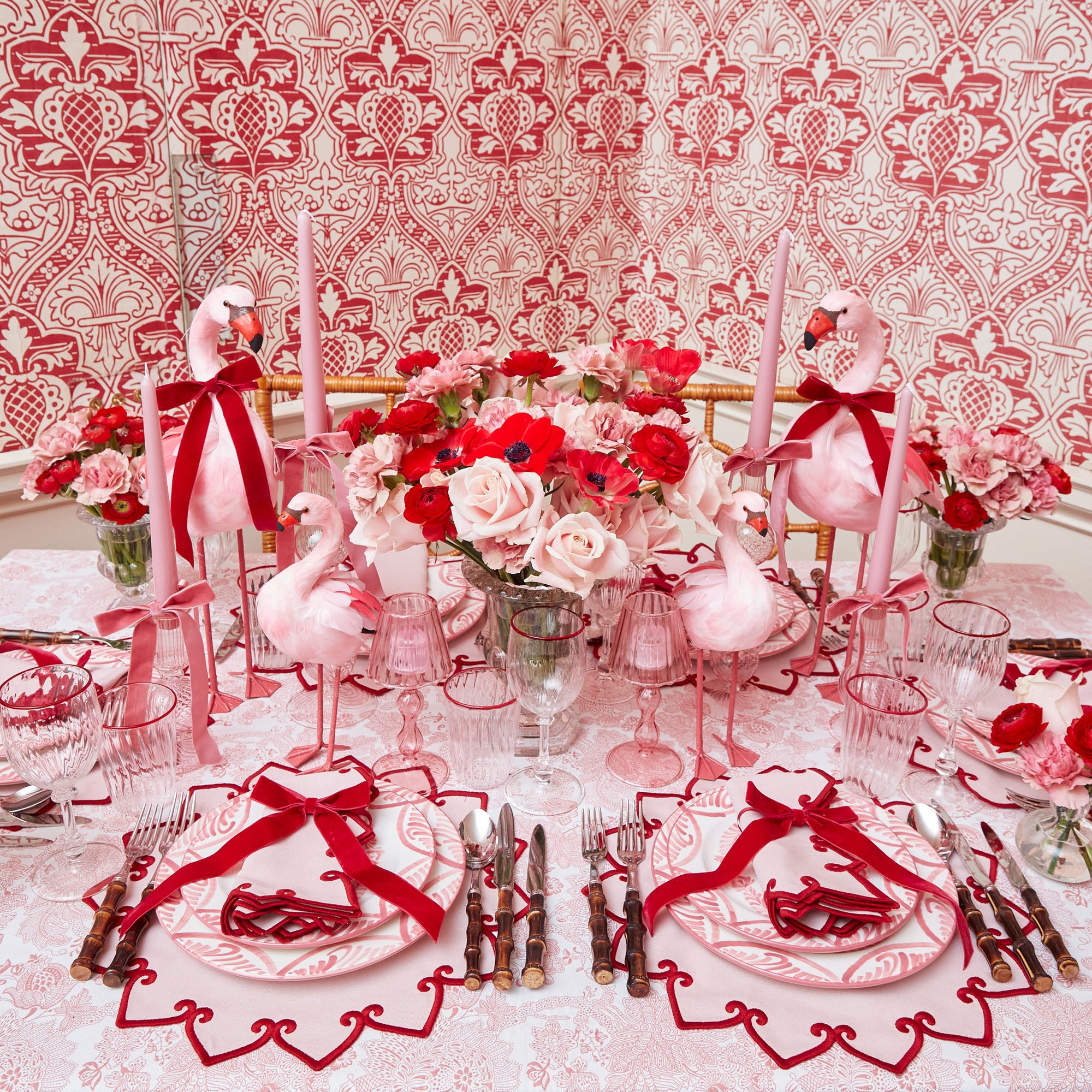Angelina Pink & Red Napkins (Set of 4)