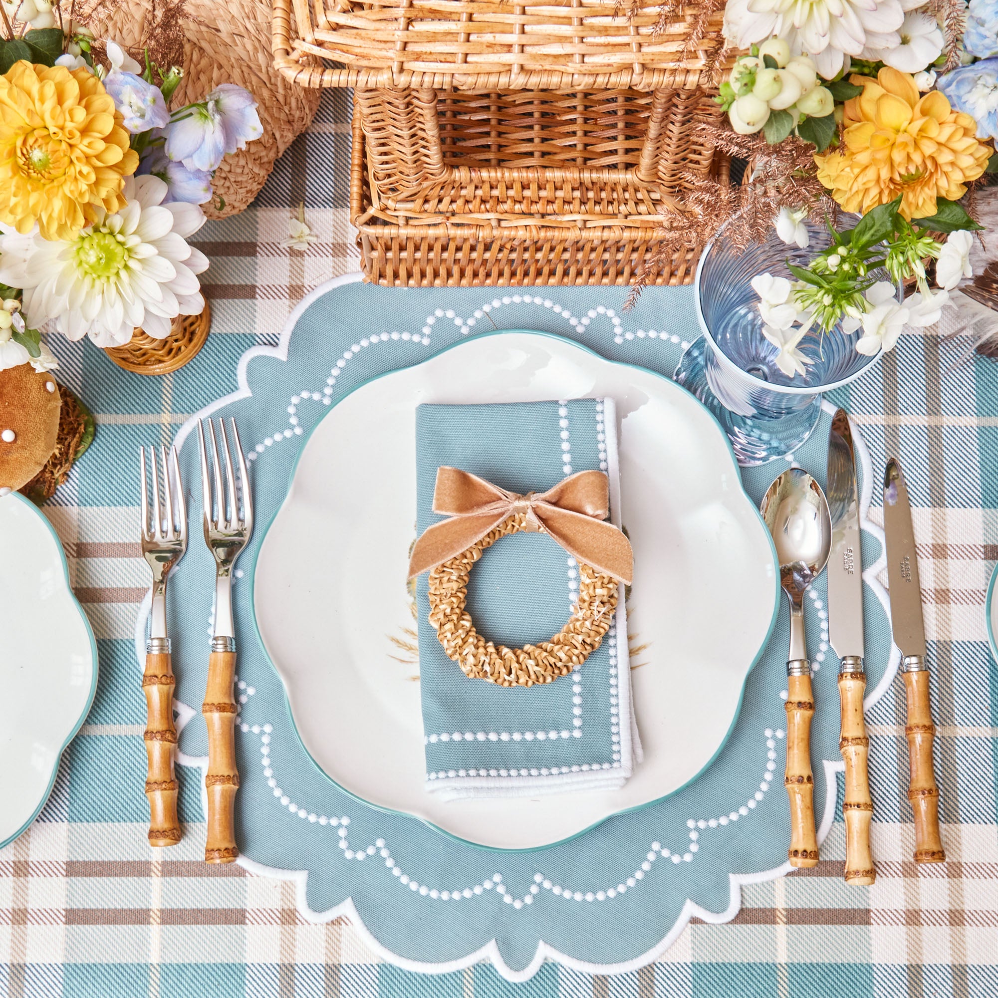 Four placemats designed in captivating Mariana Duck Egg hues.