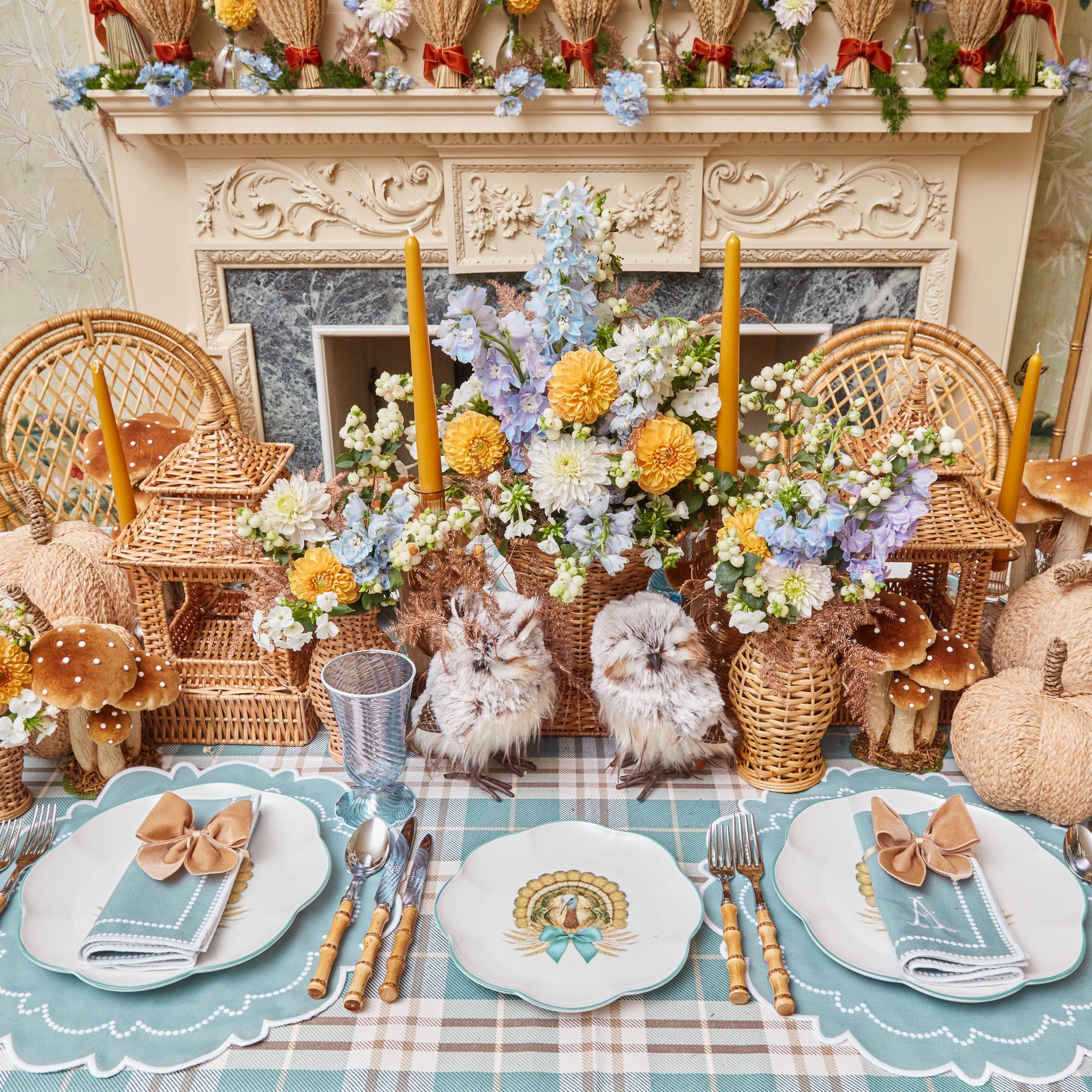 Four elegant placemats featuring the delightful Mariana Duck Egg design.