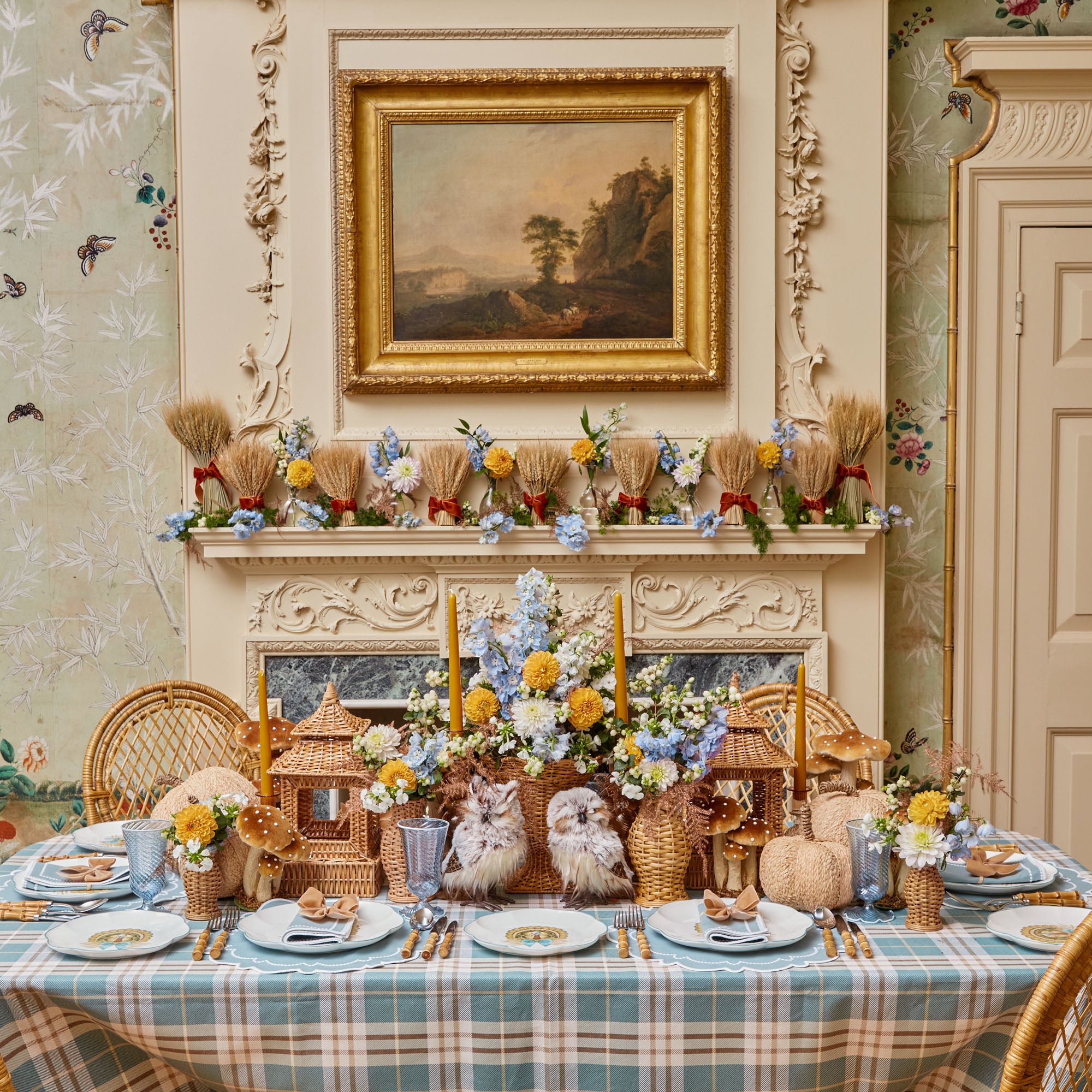 Napkins featuring the lovely tones of Mariana Duck Egg, a set of four.