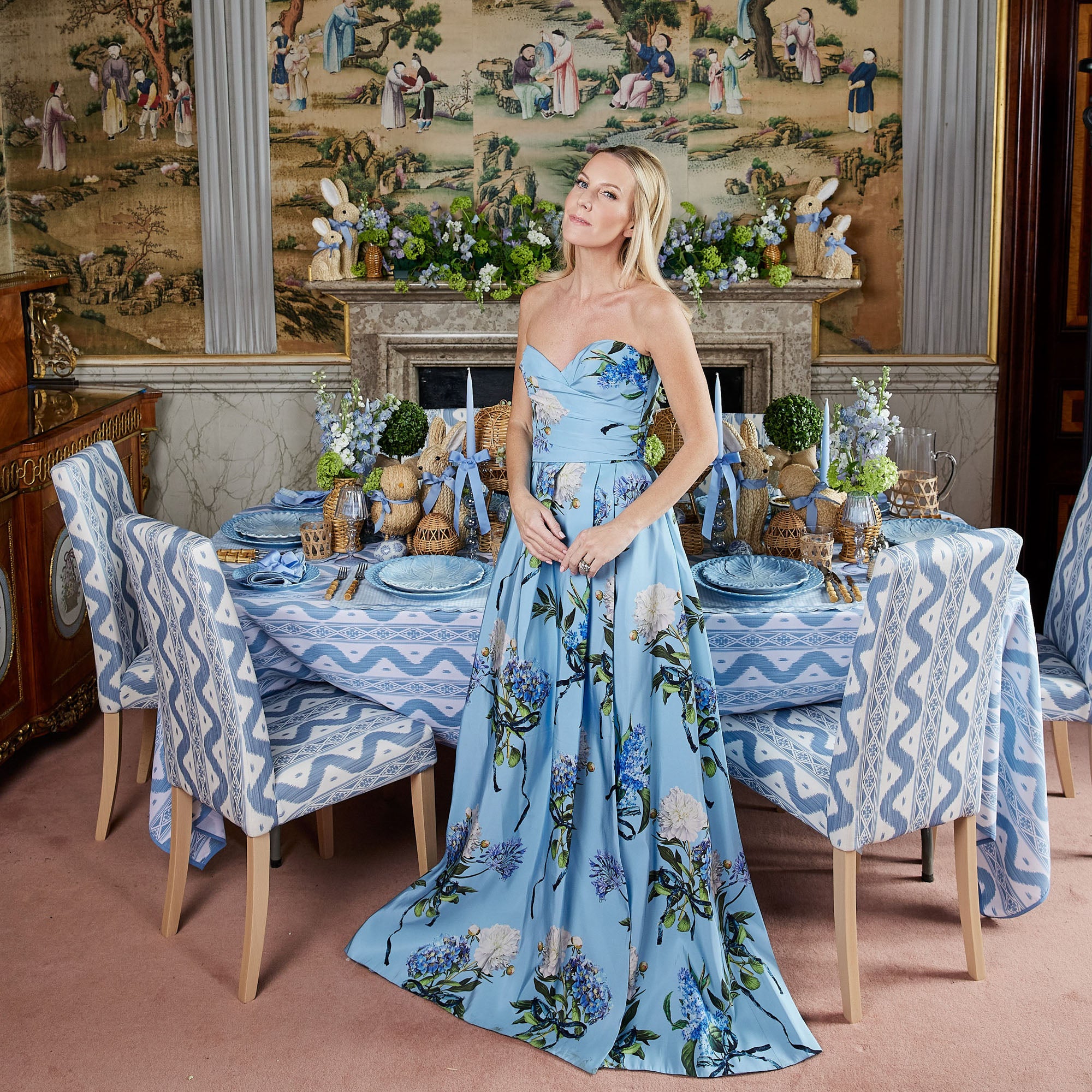 Chinoiserie Faux Potted Boxwood Tree (Pair)