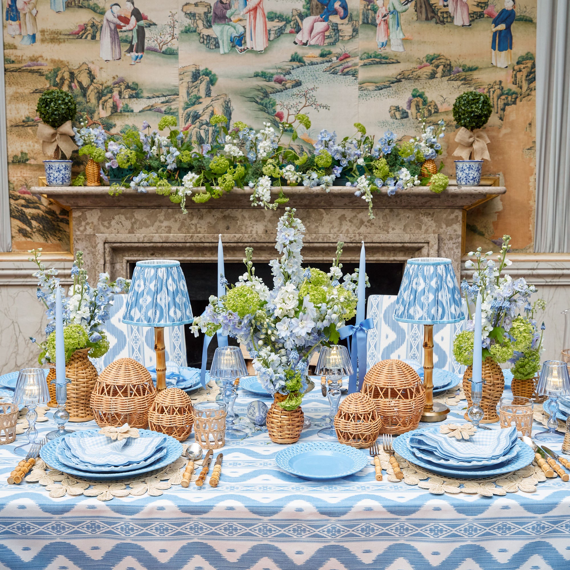 Blue Ikat Lampshade (18cm)