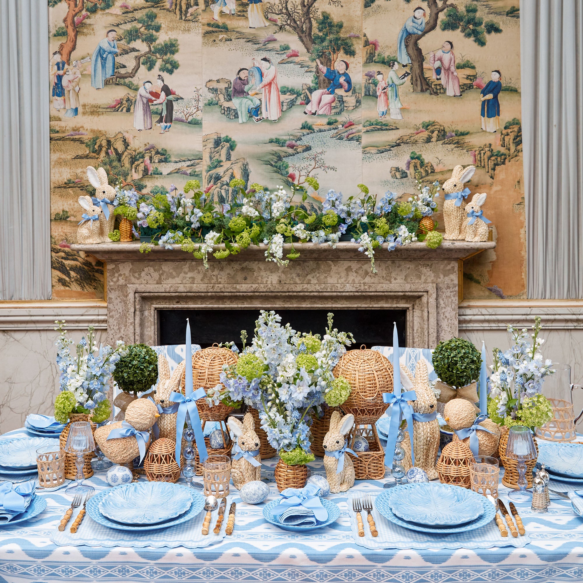 Chinoiserie Faux Potted Boxwood Tree (Pair)