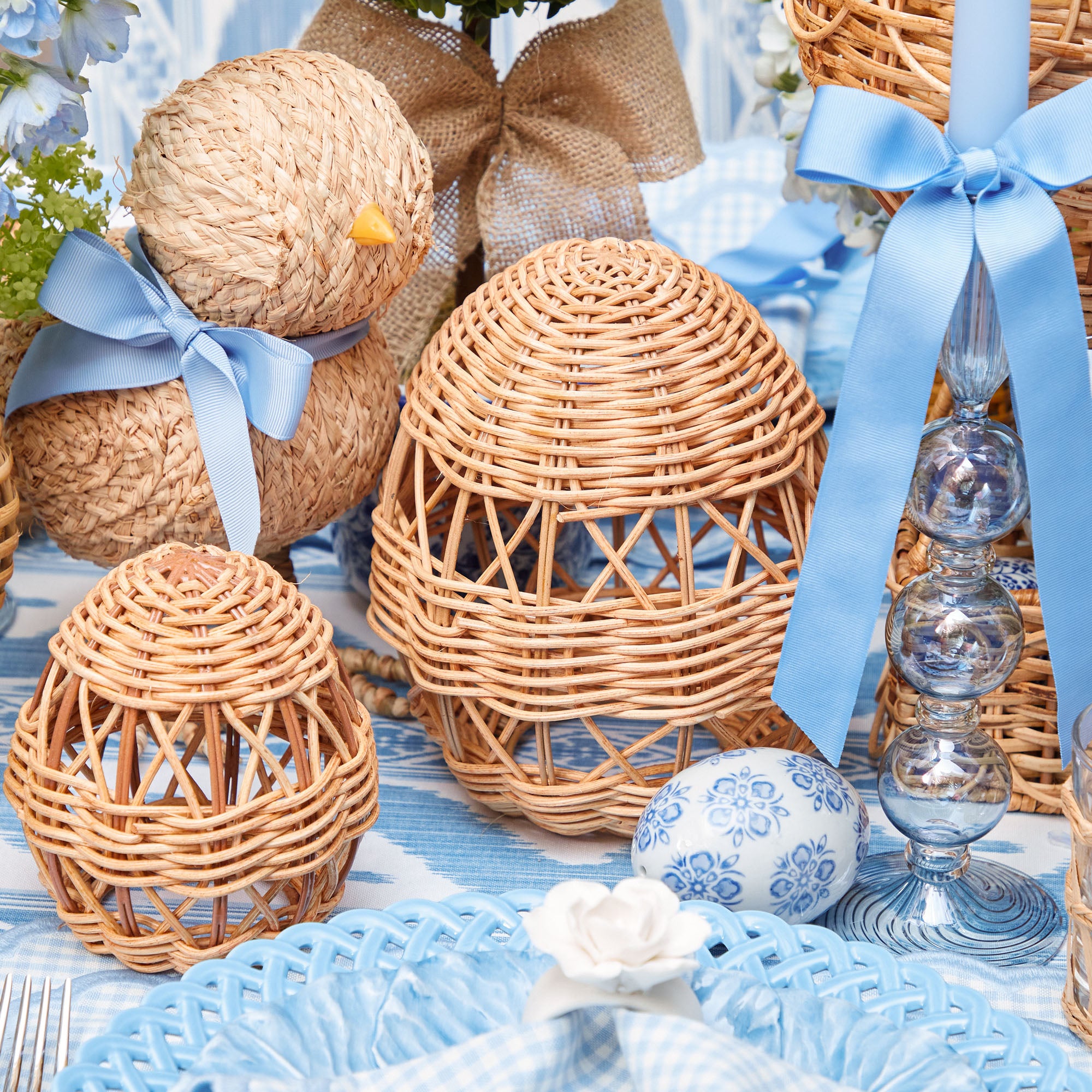 Rattan Woven Egg Family