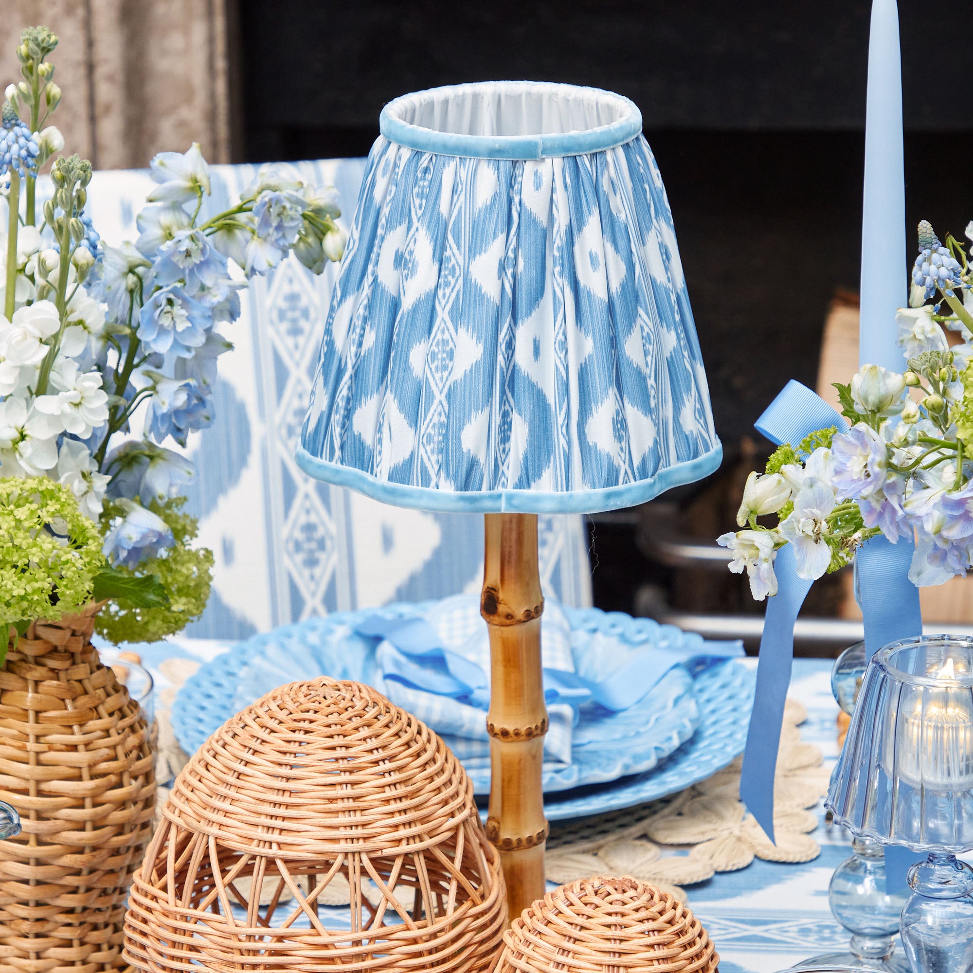 Blue Ikat Lampshade (18cm)