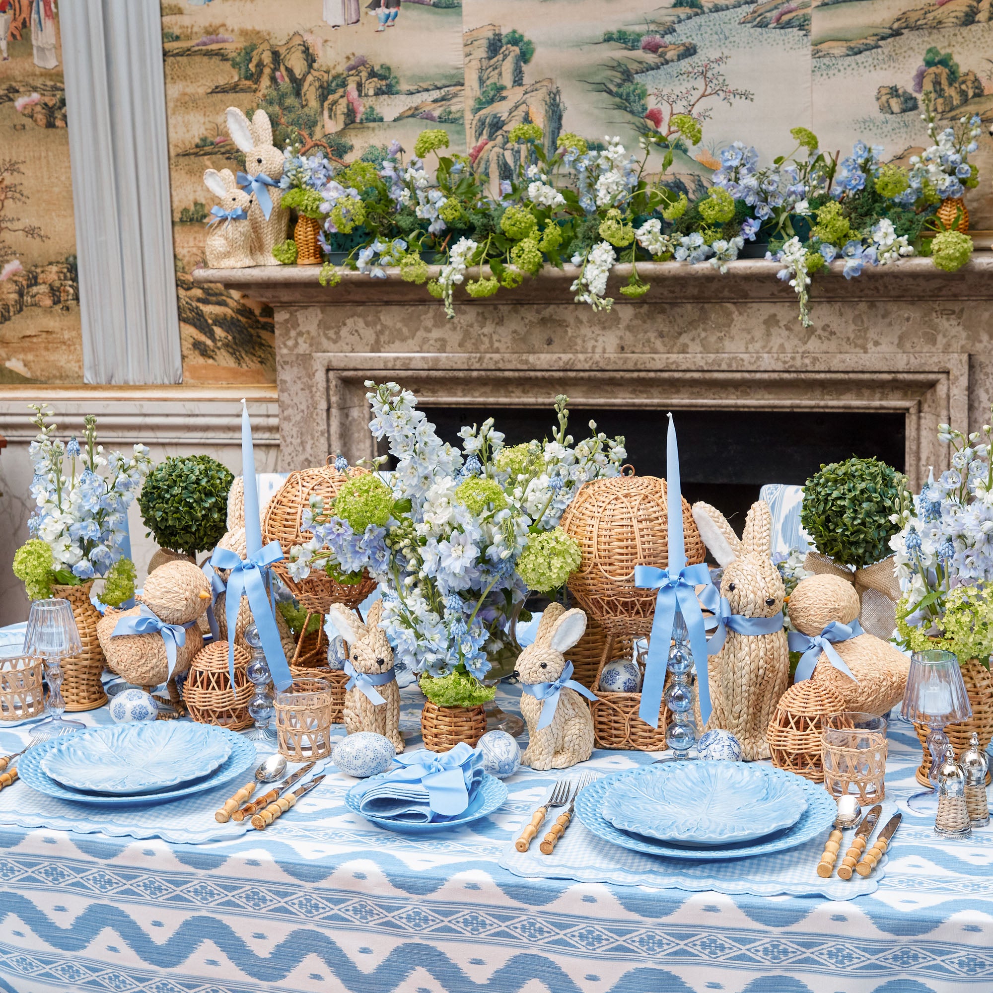 Chinoiserie Faux Potted Boxwood Tree (Pair)