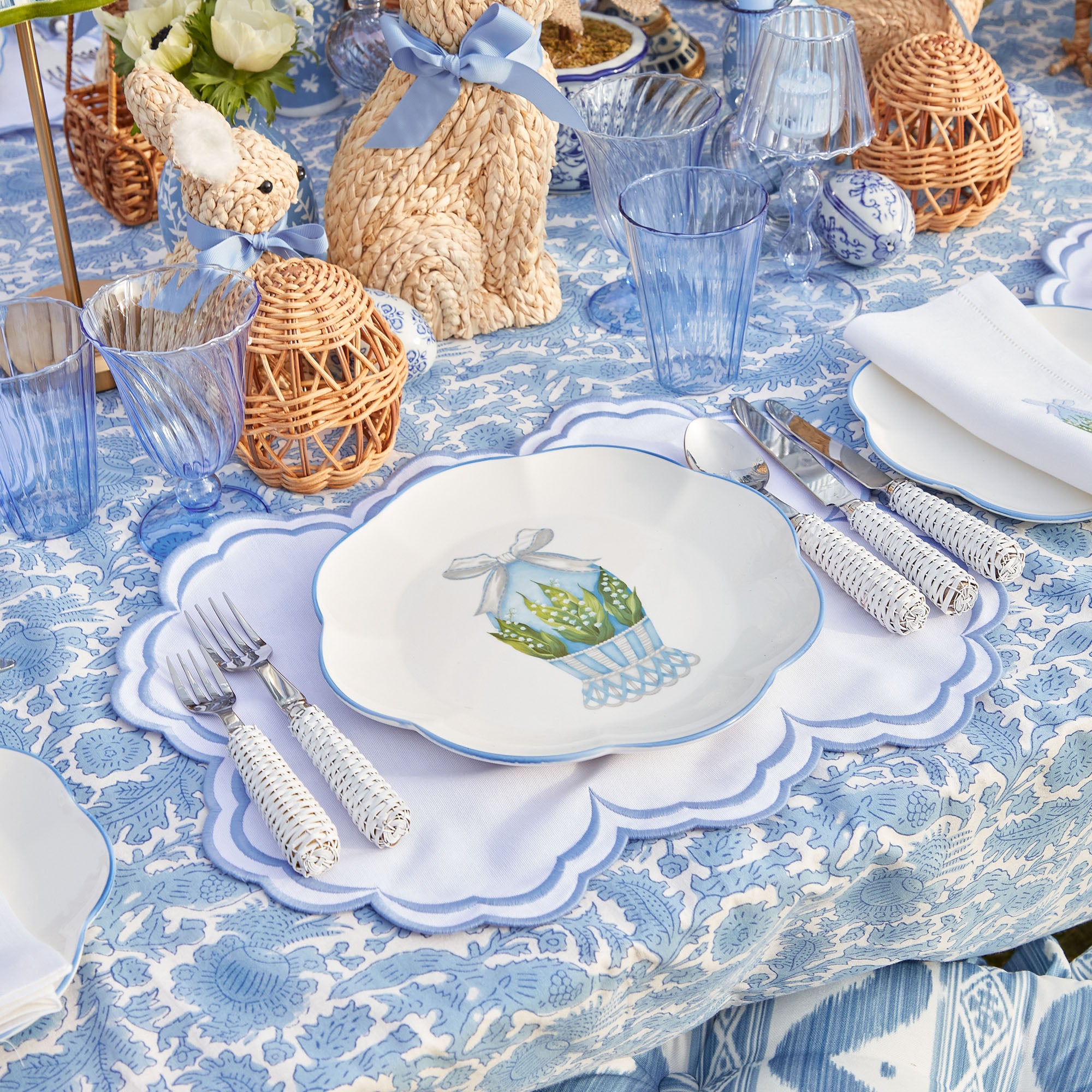 Blue Fluted Water Glasses (Set of 4)