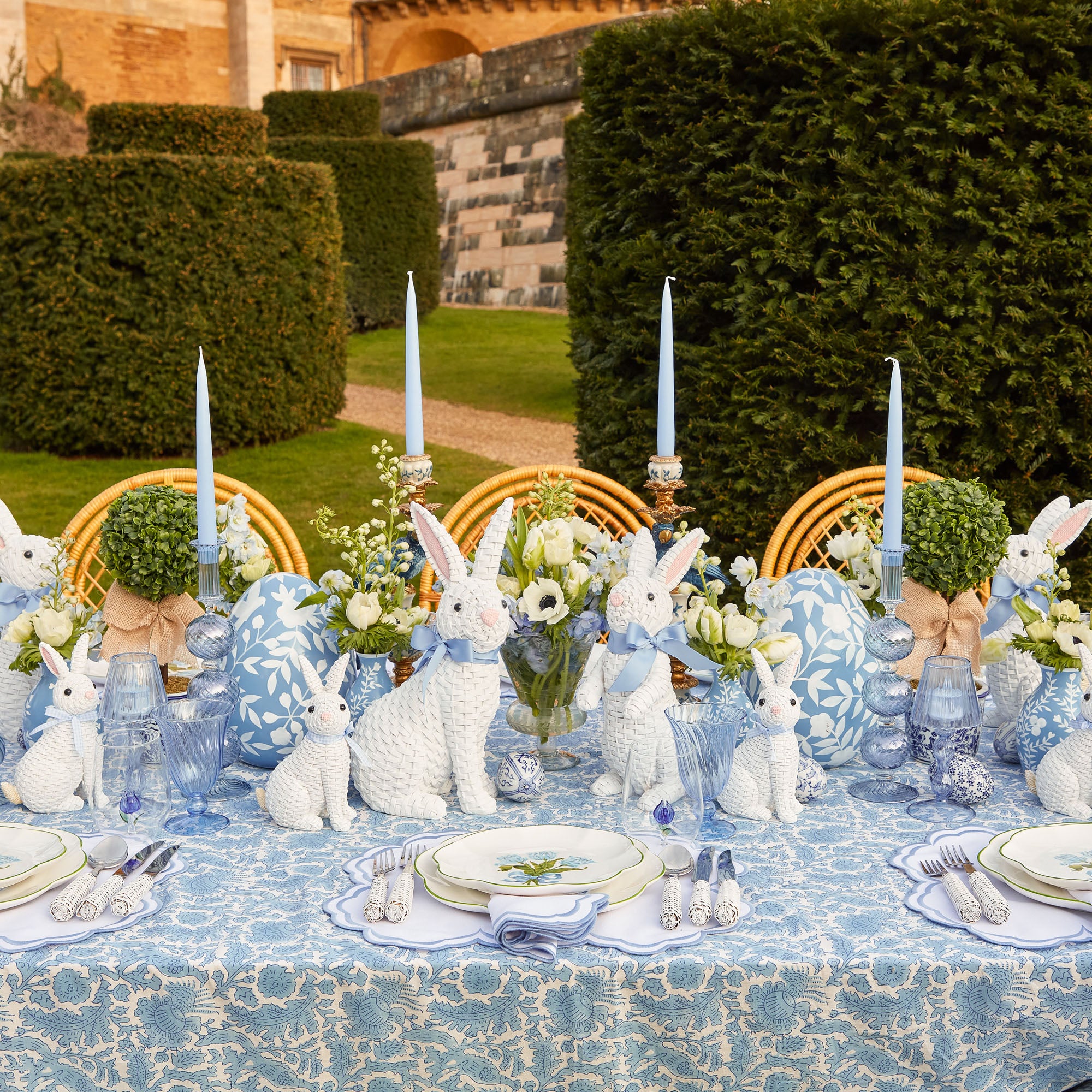 Large Blue Floral Tole Egg