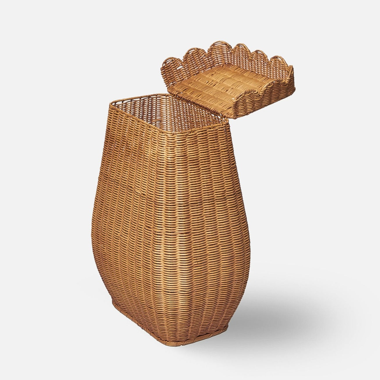Small Scalloped Laundry Rattan Basket
